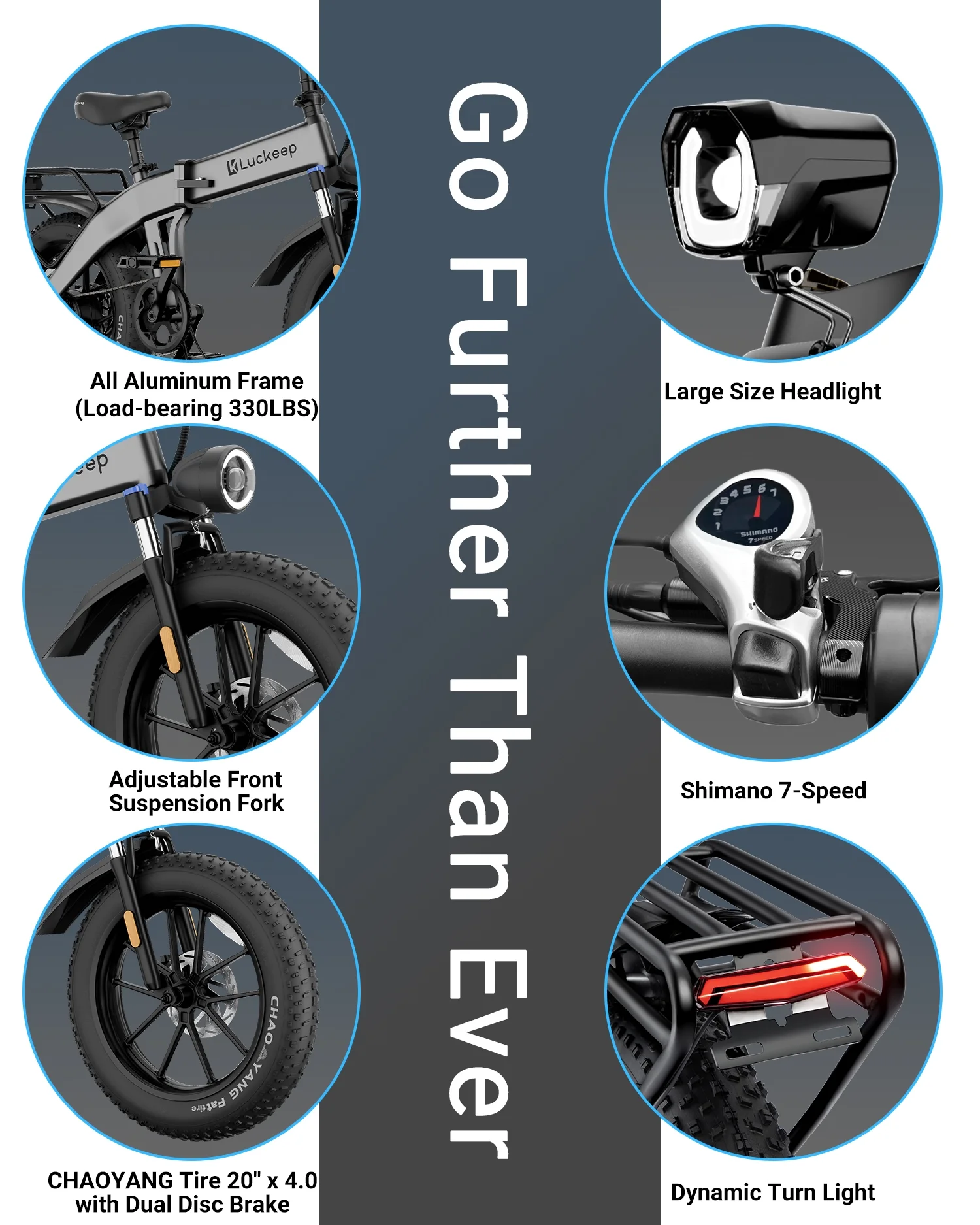 Luckeep X1 Lite Foldable Electric Bike for Adults 1500W Peak Motor,720WH Removable Battery,28MPH 60 Miles Long Range,20"*4" Fat Tire All-Terrain E-bike with Front Suspension,Mountain Electric Bicycle - Image 31