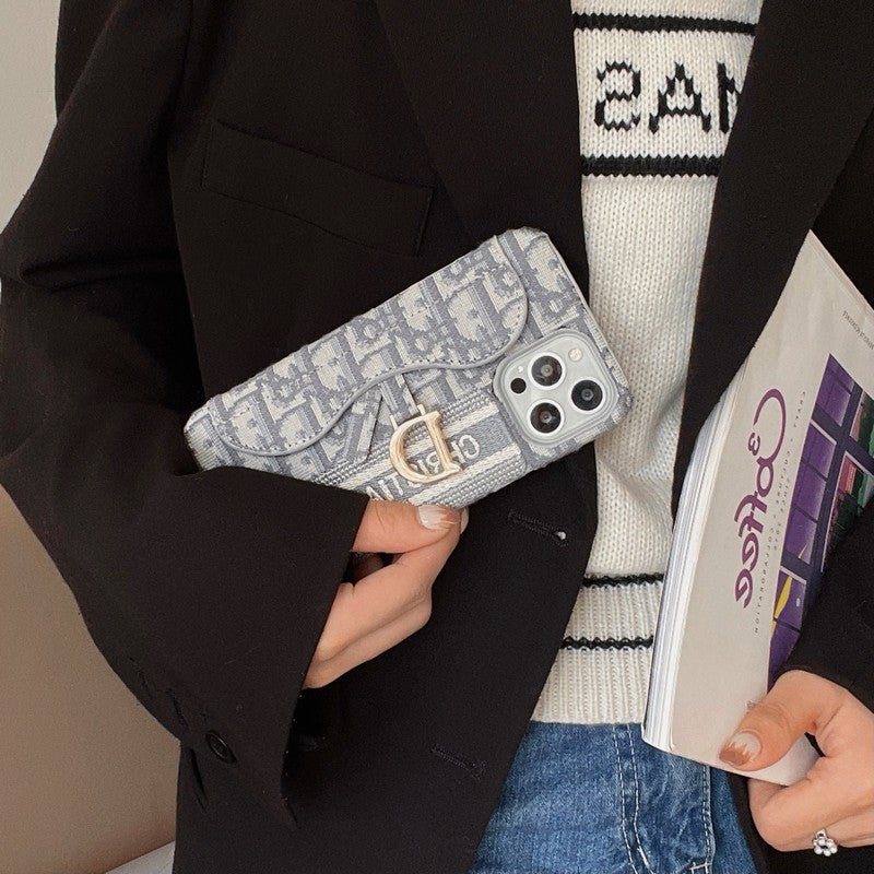 CD Black & Grey Fabric Card Bag iPhone Case - Wholesale & Influencer