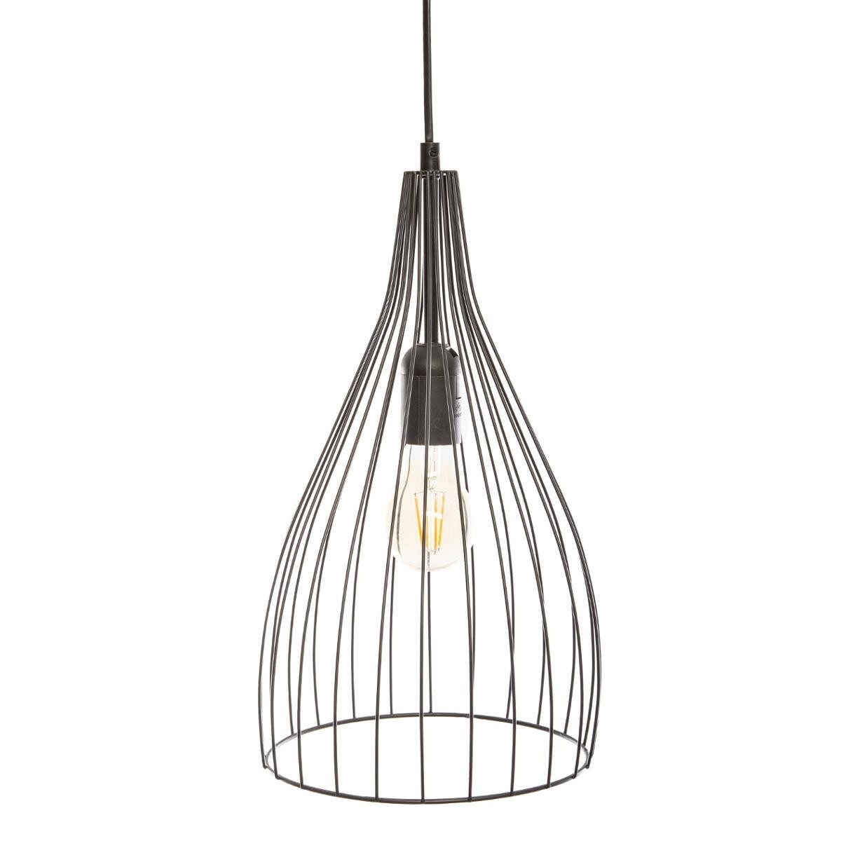 Wire suspension lamp "Rita" Black metal, H.21 cm