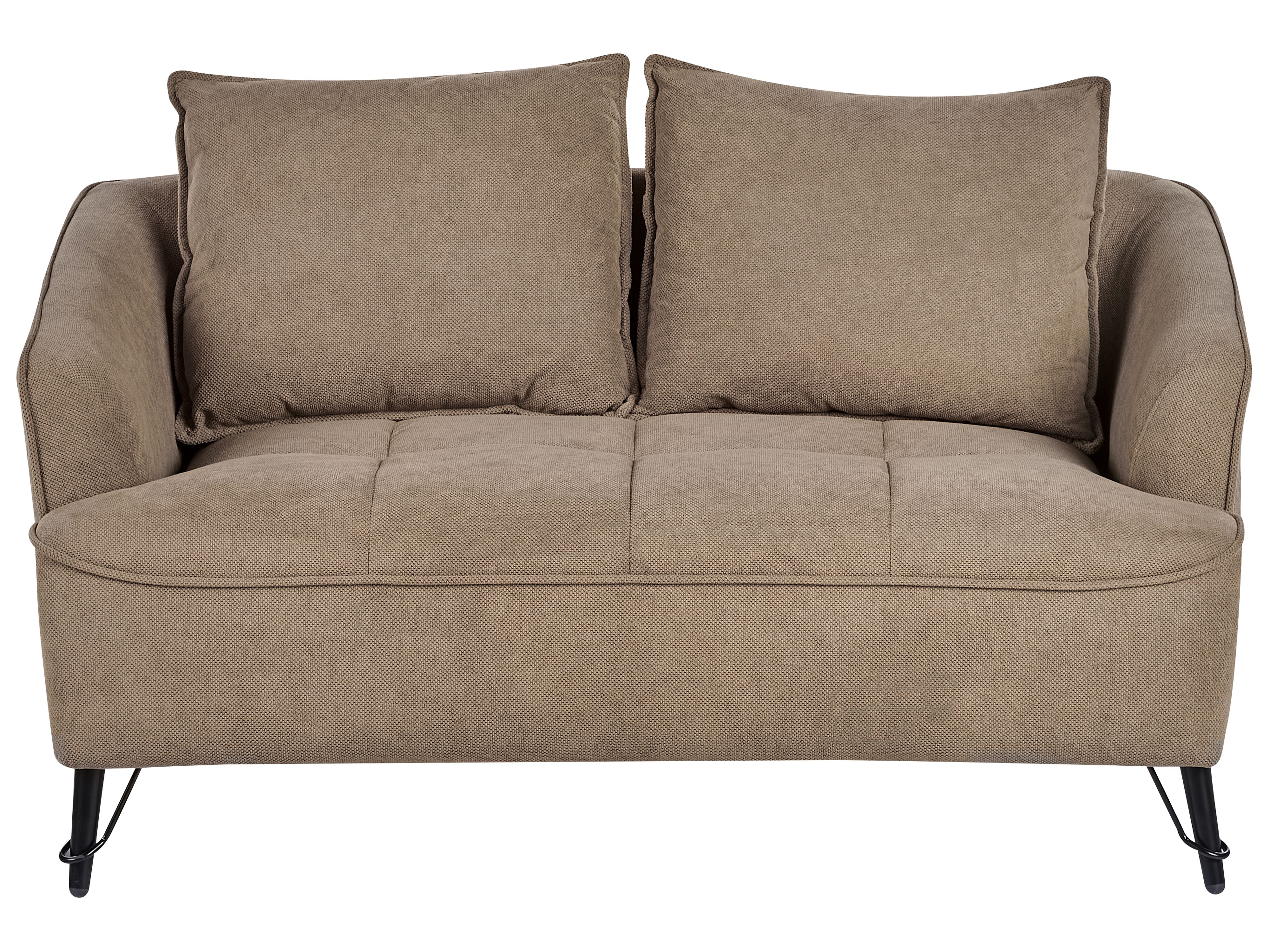 Sofa 2 Seater HOBRO Fabric Light Brown
