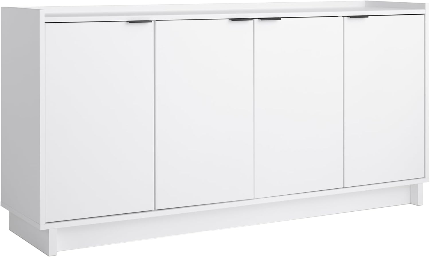 Prepac Simply Modern 4 Door Console Table with Storage, White Storage Cabinet with Doors and Shelves, Sideboard Storage Cabinet 60