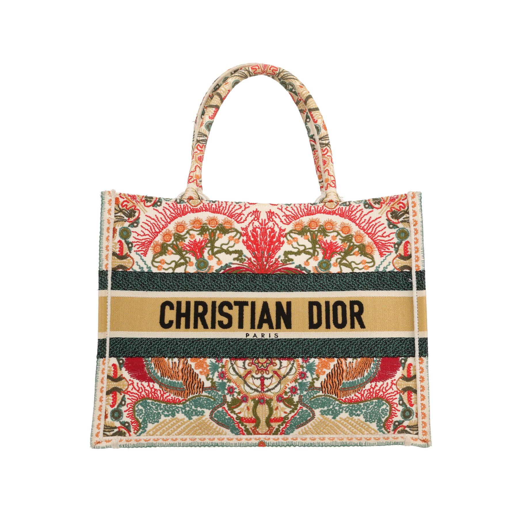 Dior Book Tote shopping bag in green, white and red canvas1:1High-quality replica
