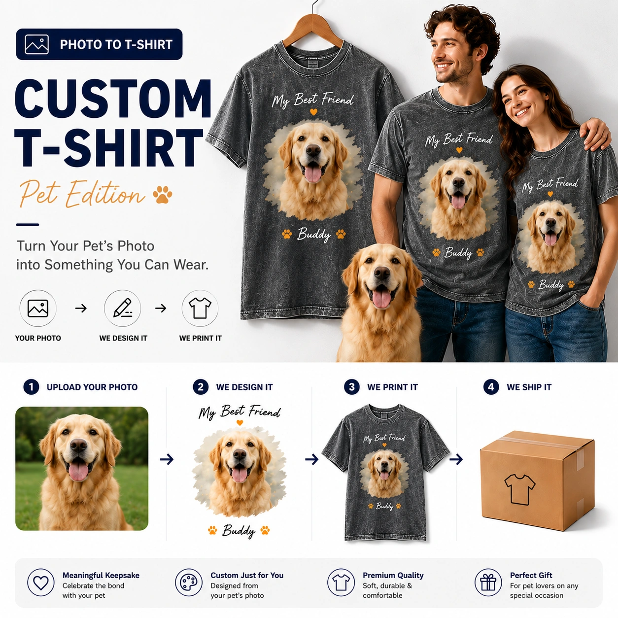 Pet Edition | Custom Vintage Wash Pet Photo T-Shirt
