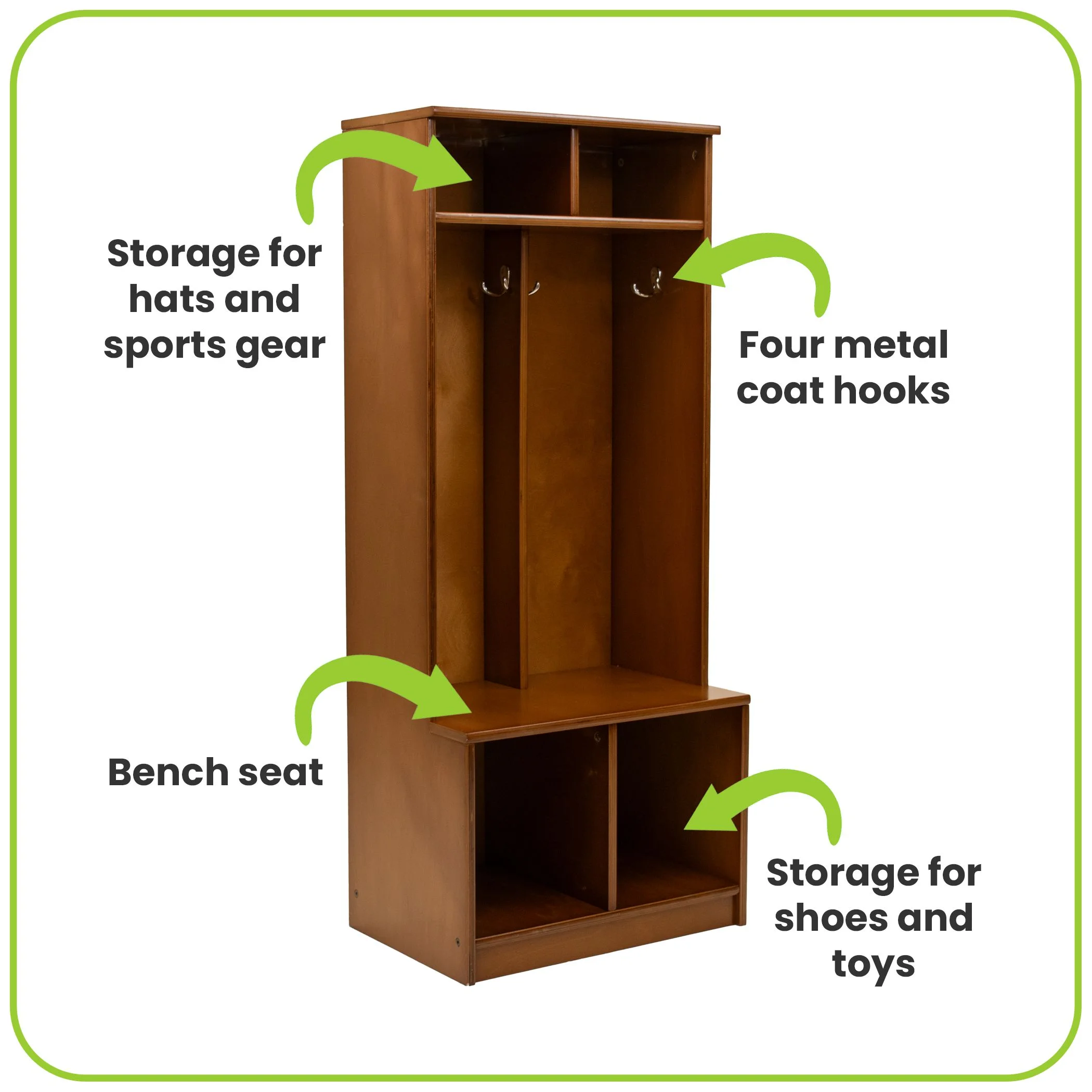 Little Partners Locker Cabinet Cubby Organizer, Learn 'N Store Wooden Classroom Cubbies Compartment Lockers for Storage of Toddlers and Kids Coats, Equipment, Backpacks - Espresso - Image 11