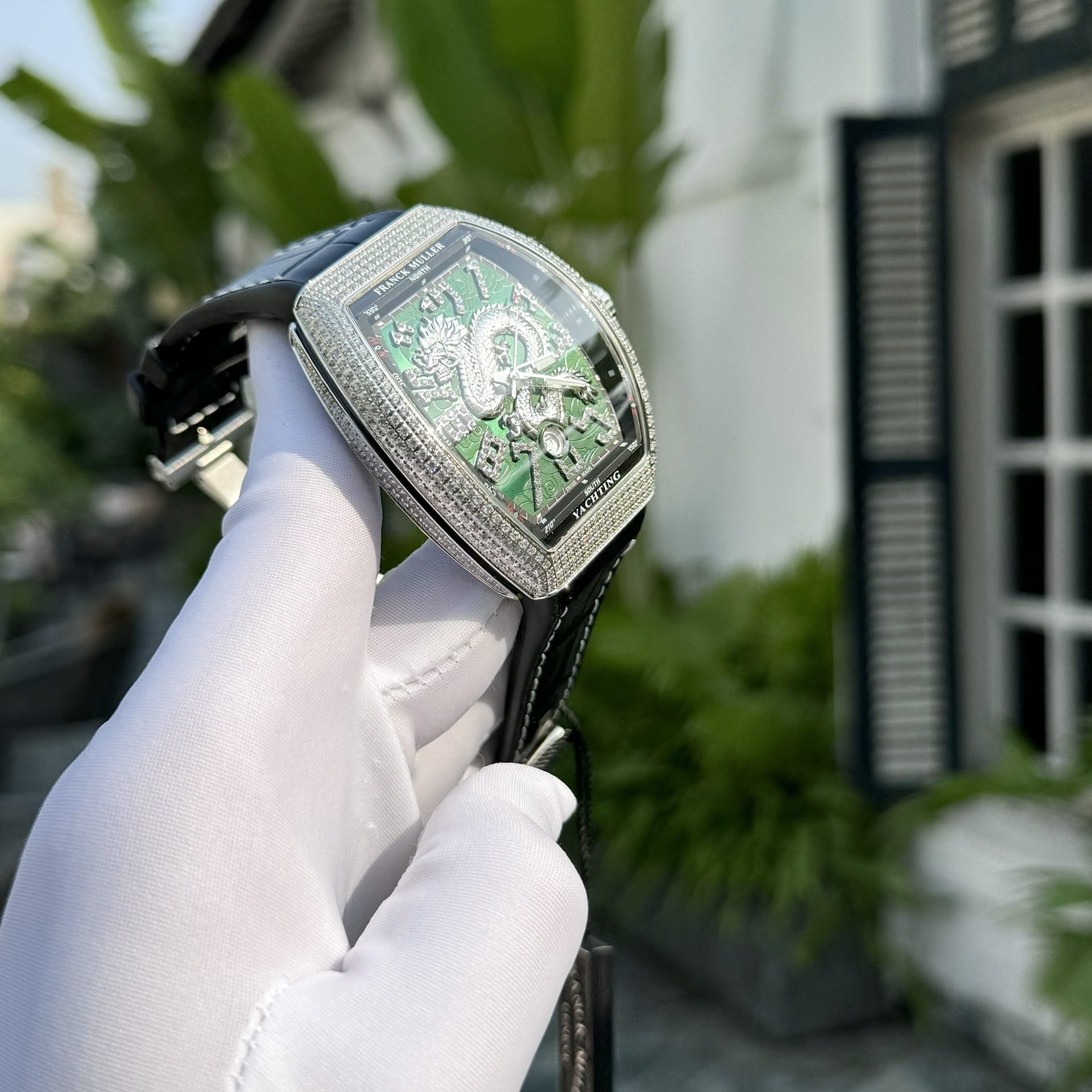 Franck Muller Replica 11 Watch V45 Green Dragon Dial With Stone  45mm - Top club