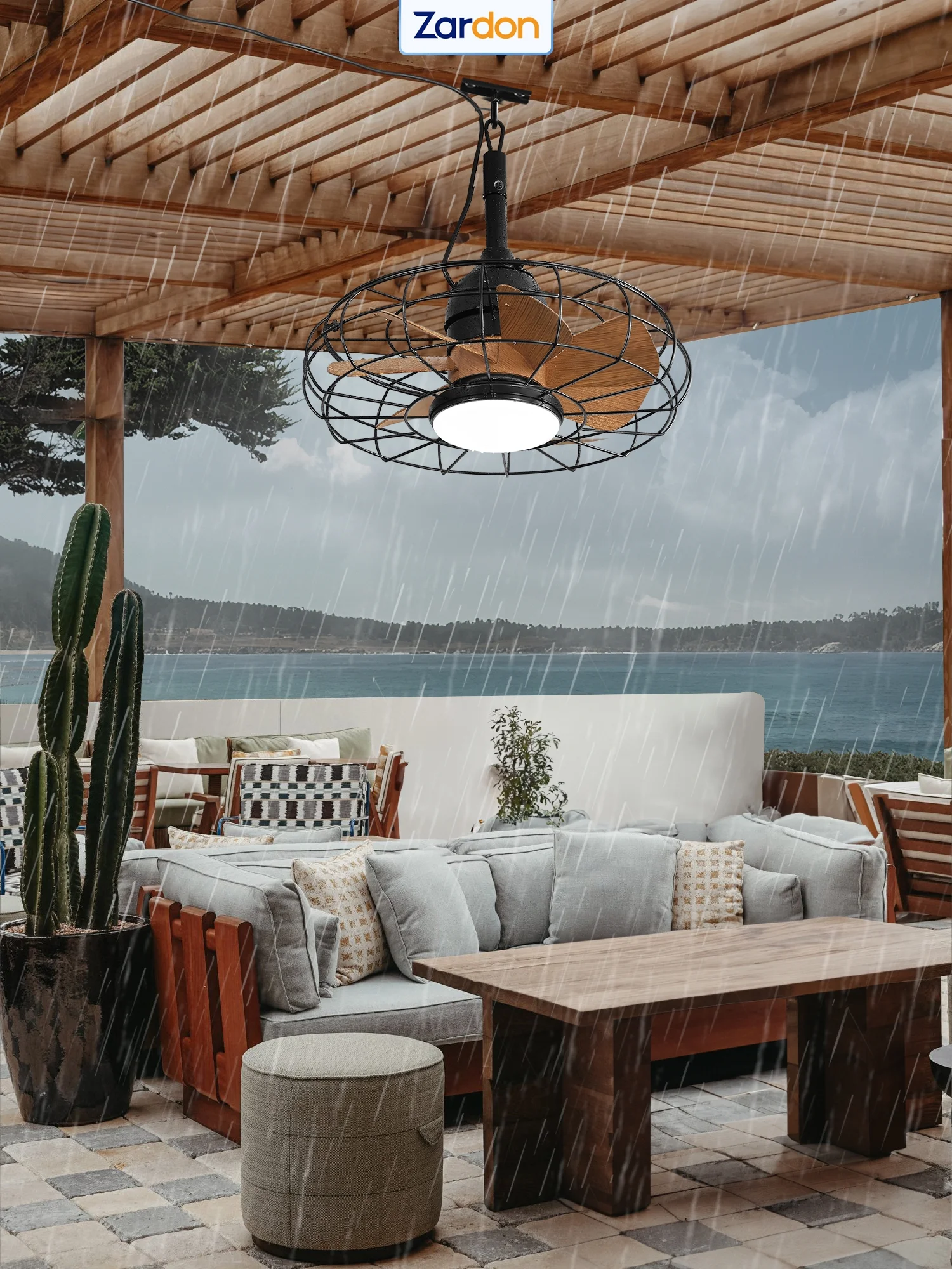 Zardon 20" Outdoor Ceiling Fan with Light and Remote, 7 Blades Caged Waterproof Gazebo Fan for Patio, Porch, Pergola Canopy, App Control - Image 33