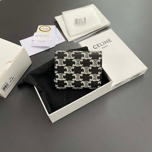 AAA+ Replica Celine Small Flap Wallet Triomphe Canvas