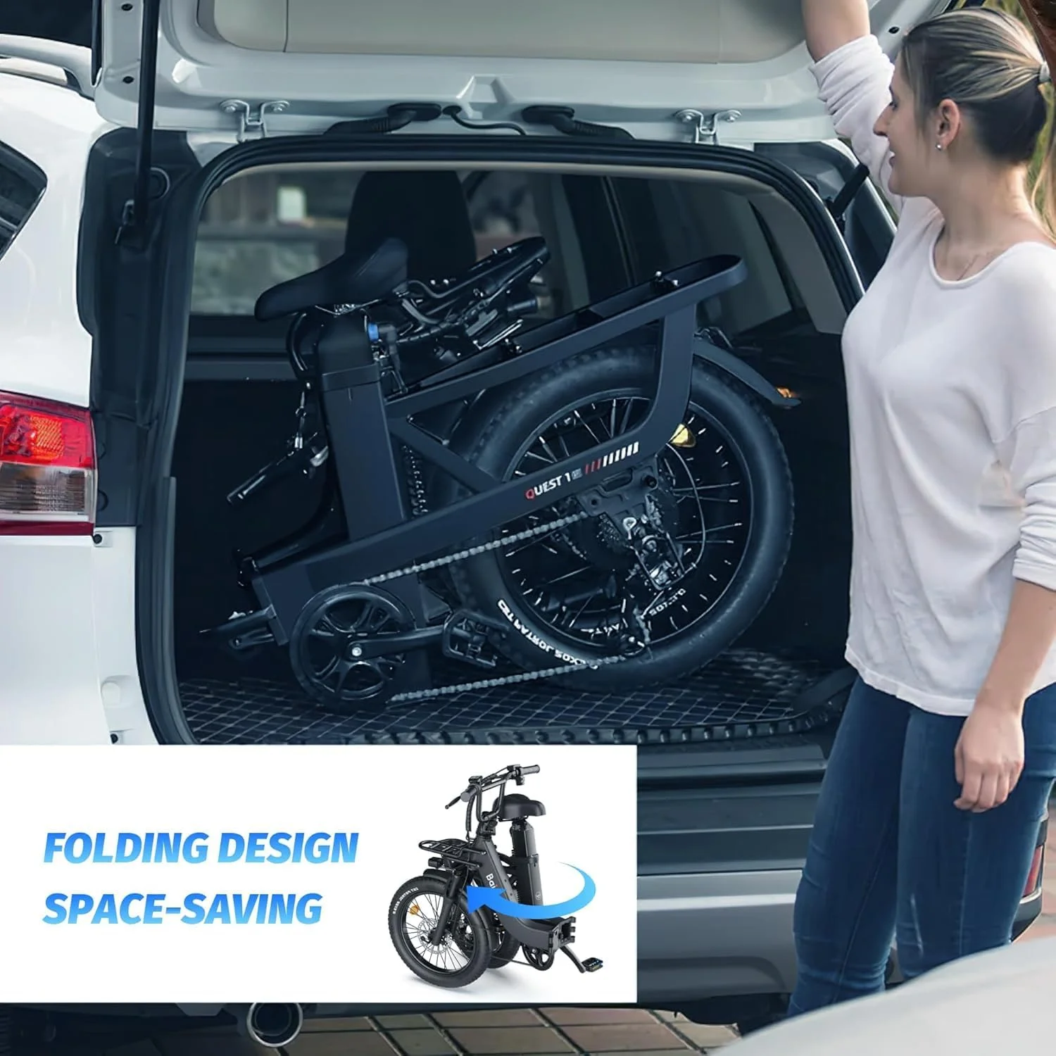 Electric Bike for Adults with 1500W Peak Motor,80Miles Max Range,7 Speed Gear,750WH Detachable Battery,Folding Ebike with 20'' Fat Tire,Full Suspension UL Certificated Bicycle - Image 5