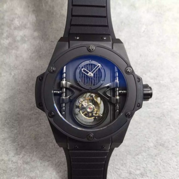 Replica Hublot Big Bang 44mm Vendome Real Tourbillon Ceramic Case Black Gummy - Elite Watch Atelier