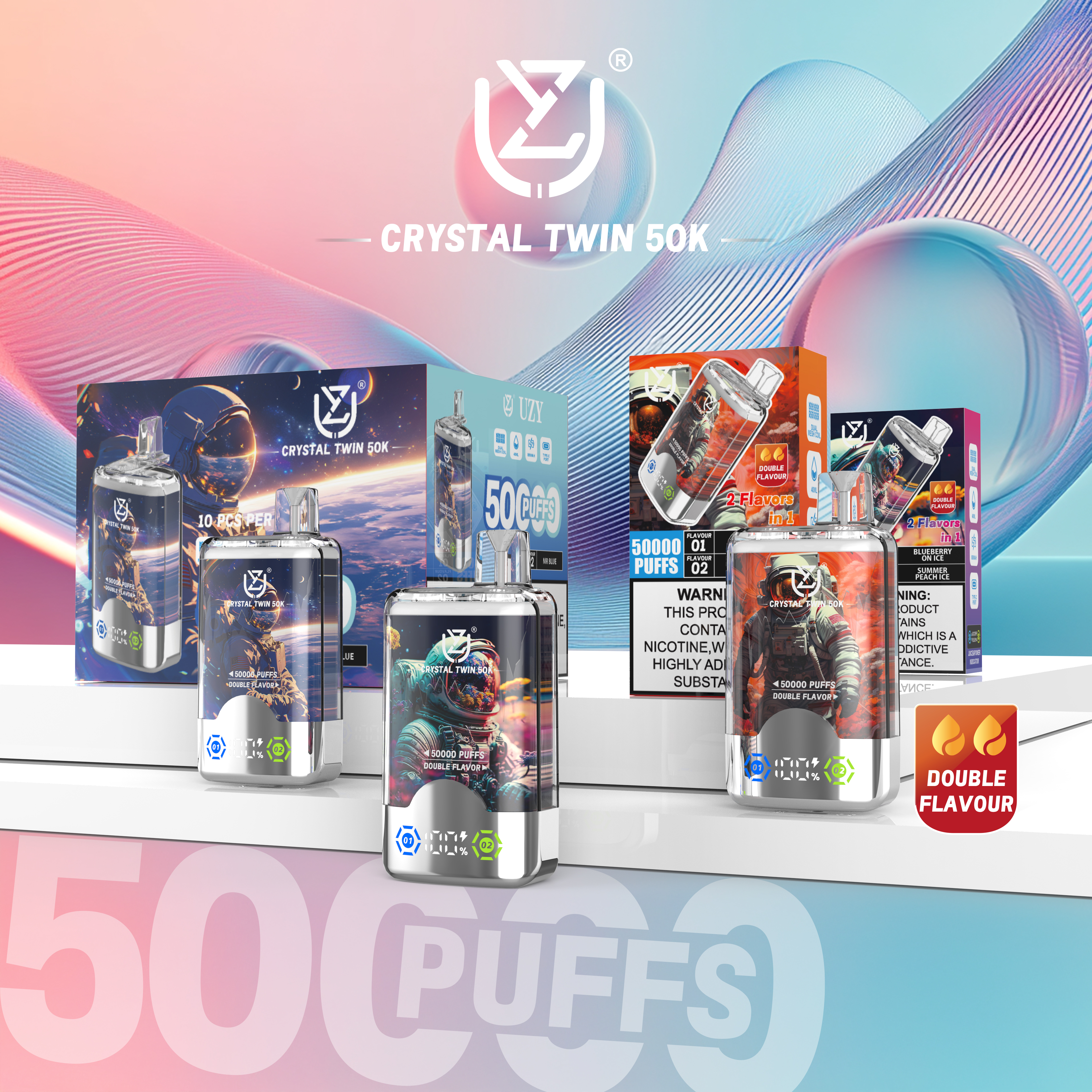UZY CRYSTAL TWIN 50000 Puffs Vape with 2 in 1 Flavor