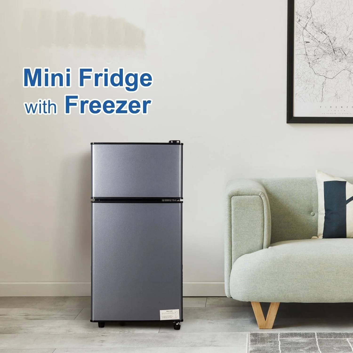 GGTB 2.5 Cu.Ft Compact Double Door Mini Fridge - Top Freezer & Bottom Refrigerator, 7-Level Precision Cooling | Ideal for Dorm, Bedroom, Office & Small Spaces - Image 2