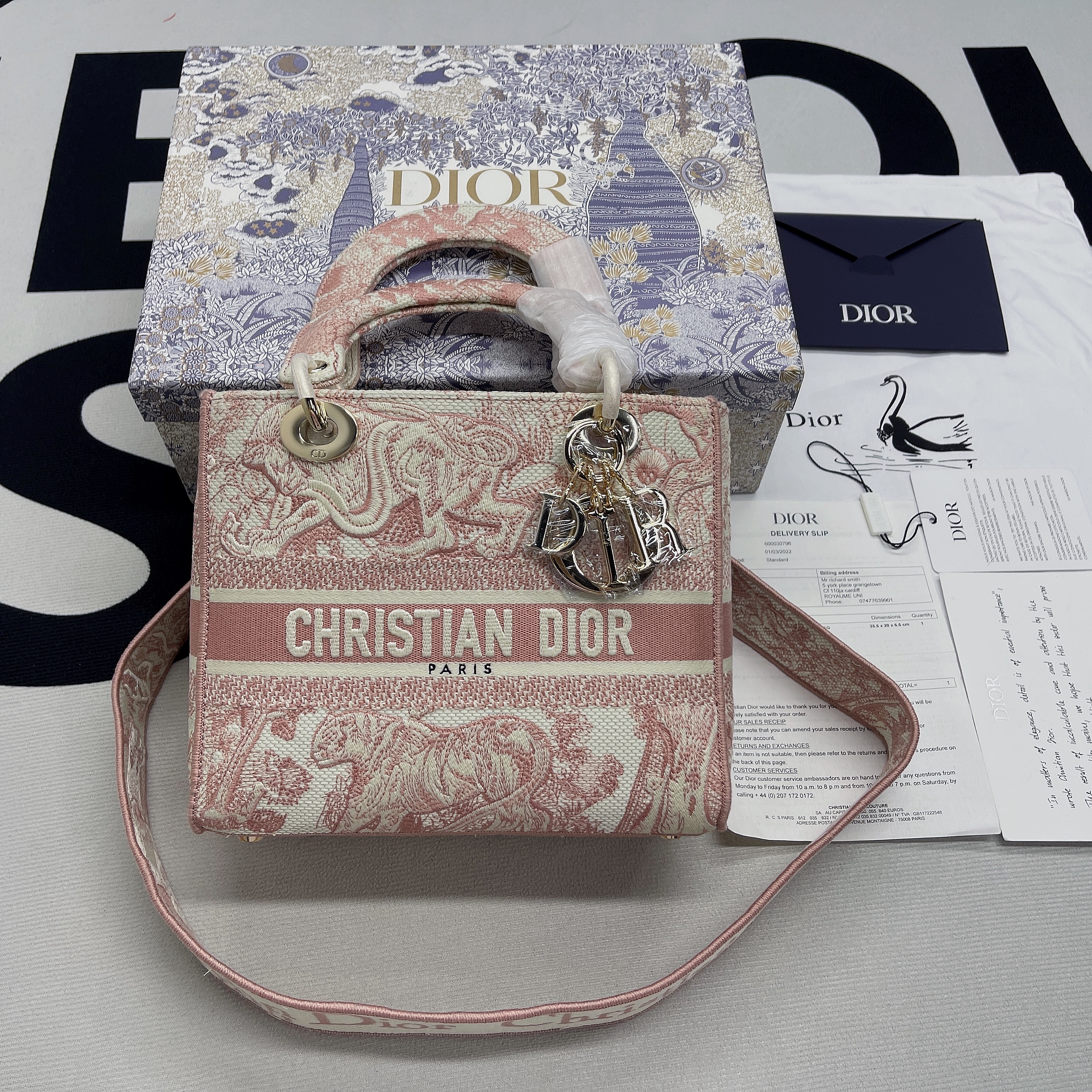 Christian Dior Medium Lady D-Lite Bag Pink, For Women, Women’s Handbags 24cm/9.5in CD M0565OTDT_M9121:1High-quality replica