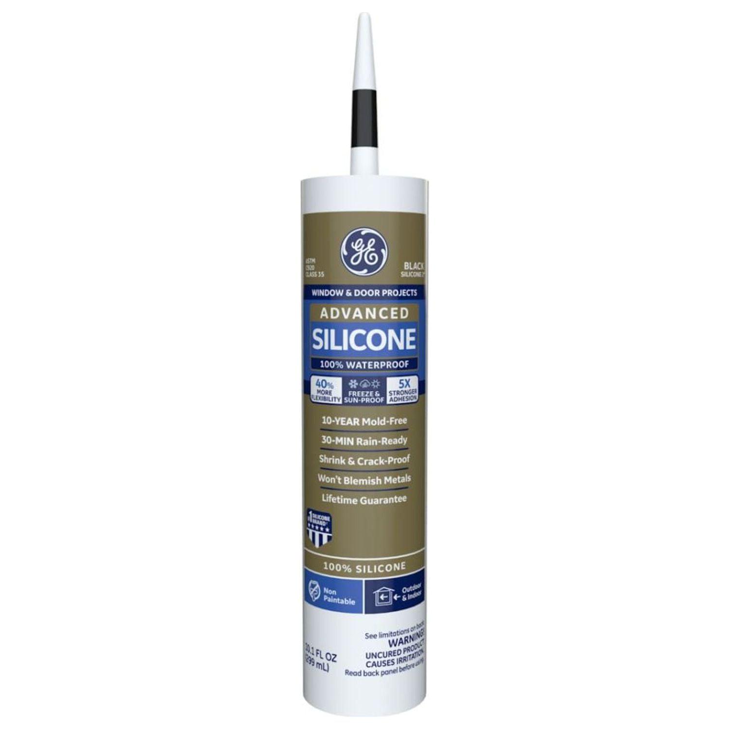 (12 pack) GE Advanced Silicone Window & Door Sealant. Pack of 1. Black 10.1 fl oz Cartridge