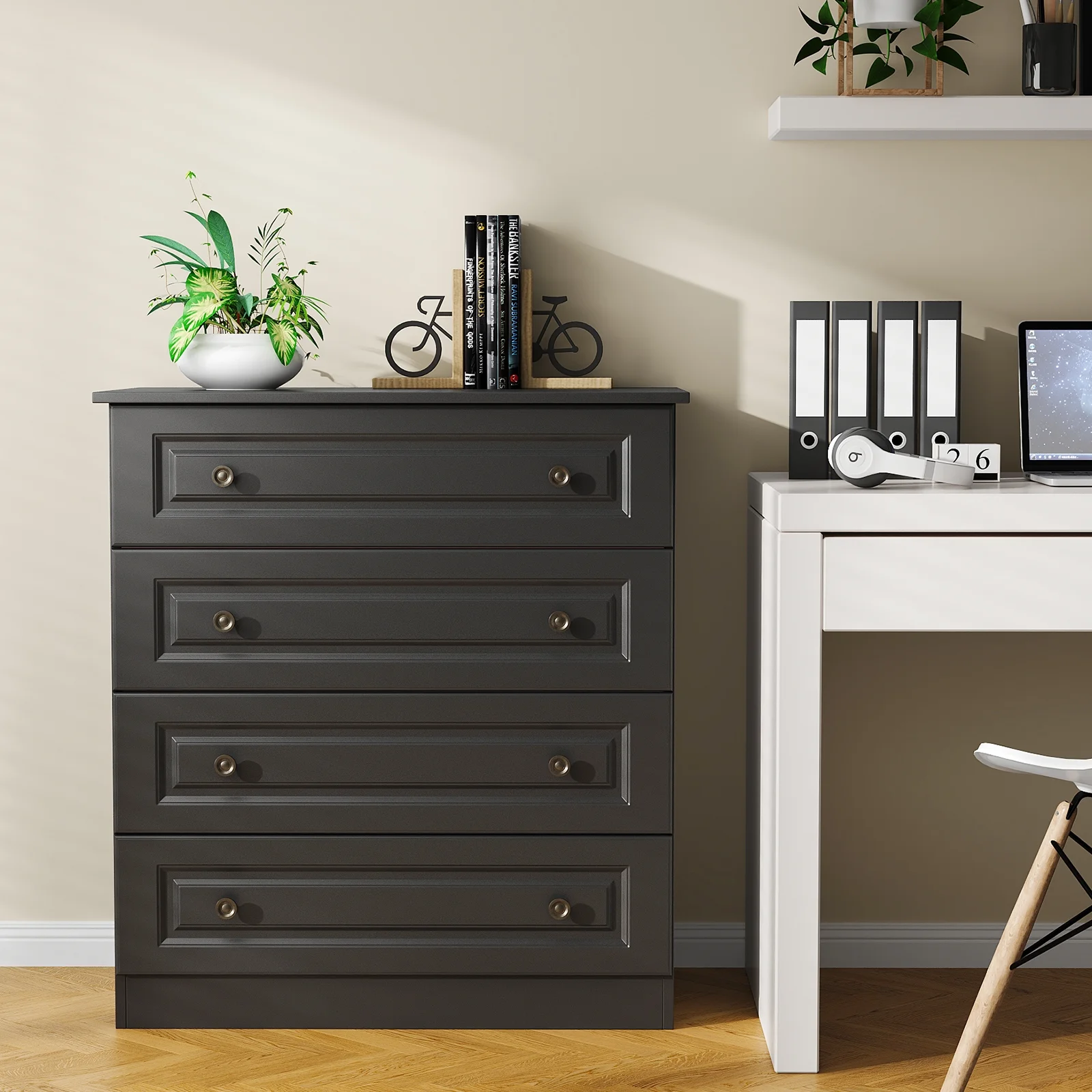 IDEALSOUL Dresser, Black Dresser Tall dresser with Large Storage Space, 4 Drawer Dresser for Bedroom, Hallway, Entryway - Image 8