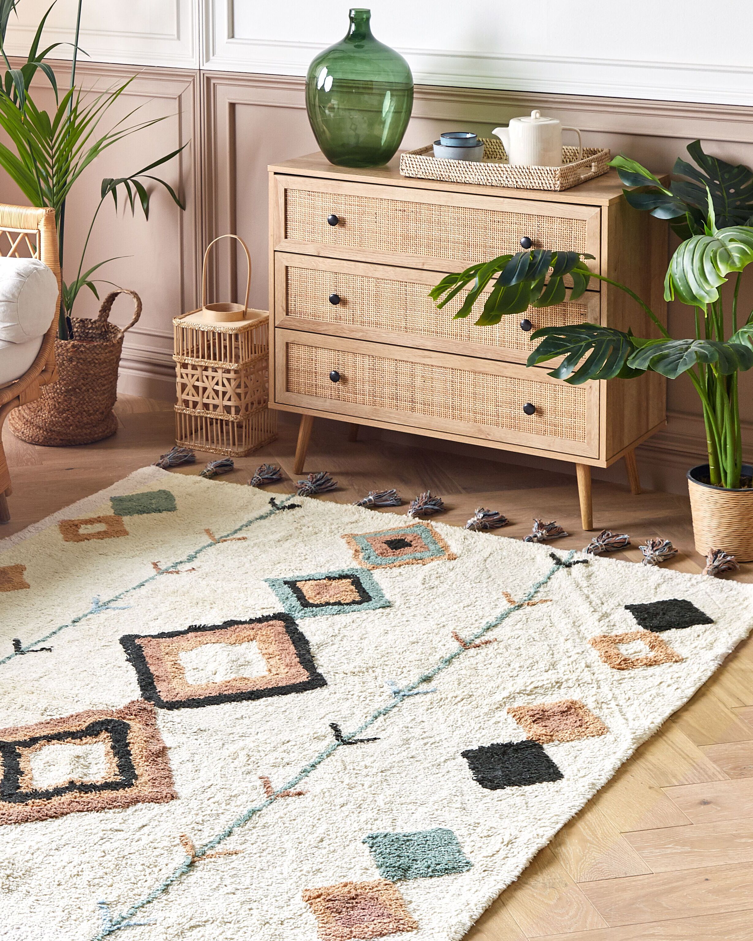 Rug ESKISEHIR Beige 140 x 200 cm Cotton