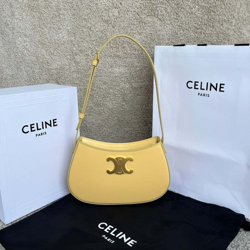 CELINE Tili Medium Cowhide Leather Handbag – Celine Inspired Designer Bag Yellow
