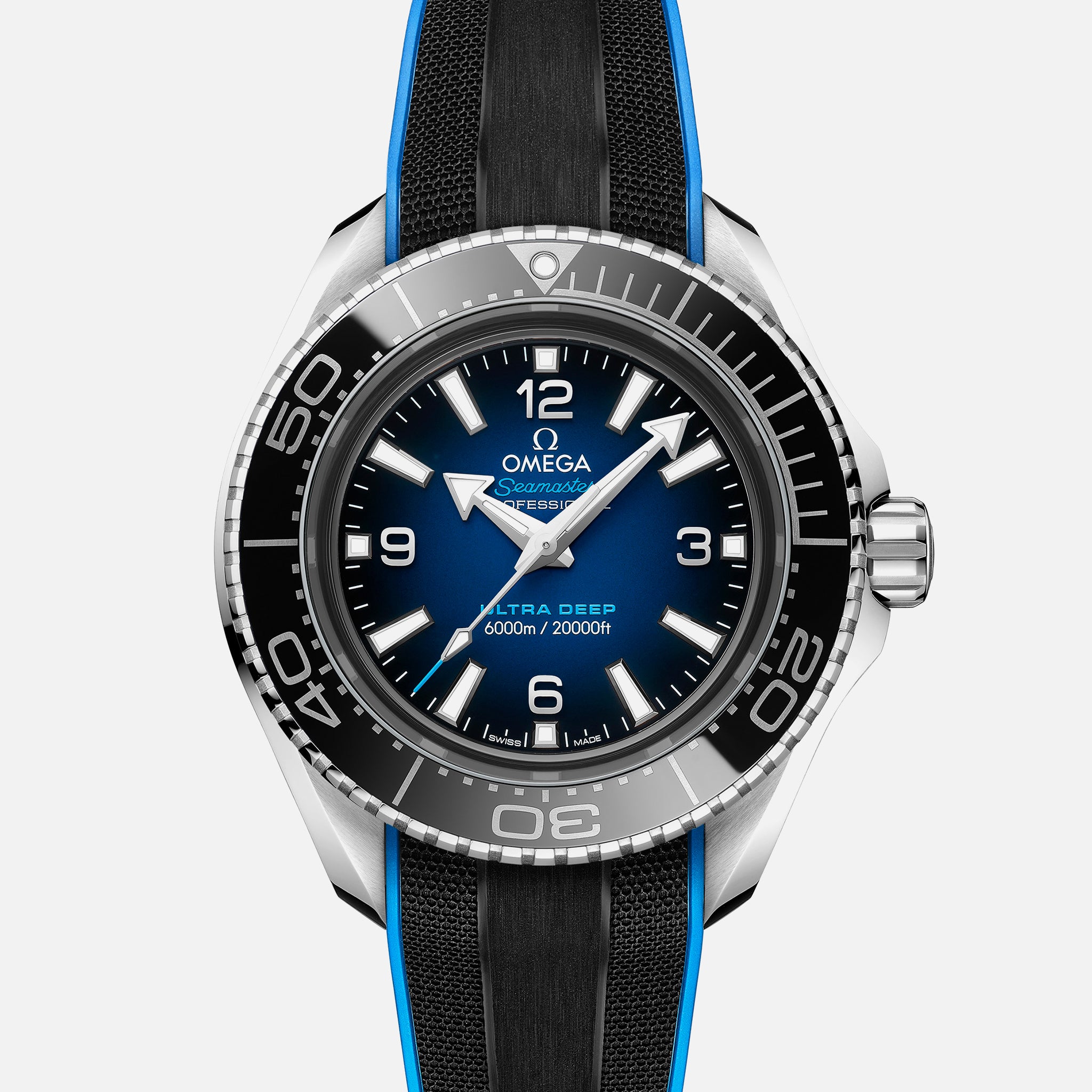 Seamaster Planet Ocean Ultra Deep Professional 6000M Co-Axial Master Chronometer 45.5mm Blue Dial On Rubber Strap(1:1 replica) - Elite Watch Atelier