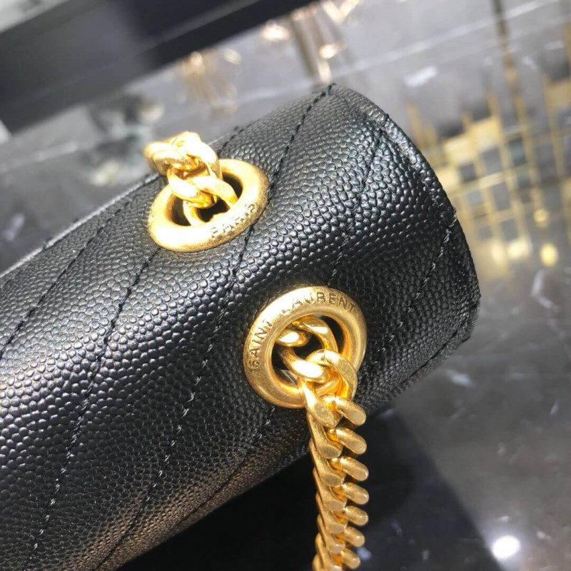 Replica Saint Laurent Grain Leather Large Envelope Chain Bag 396910 Black1:1High-quality replica