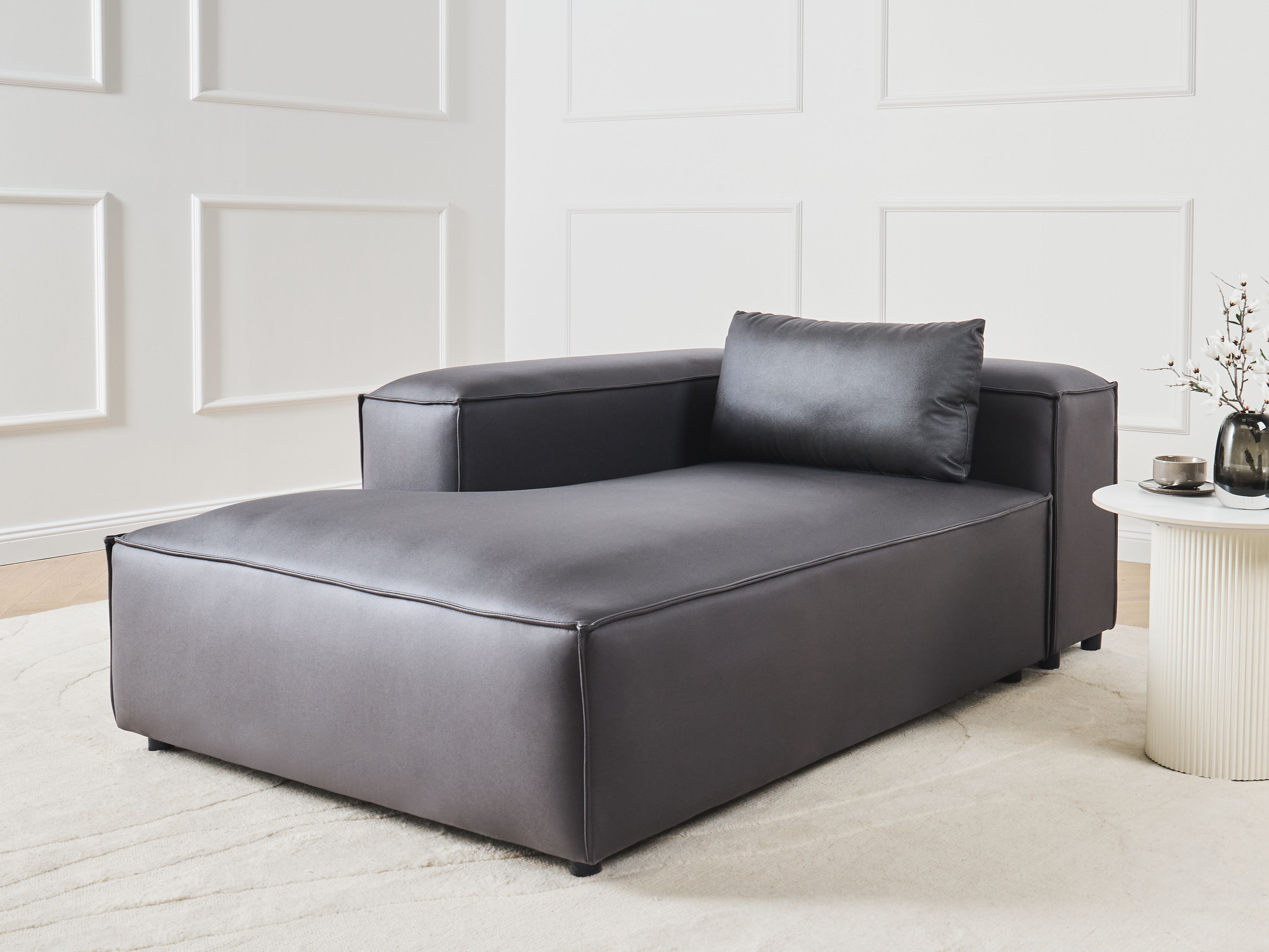 Right-Hand Chaise Lounge BRANDE Faux Leather Black