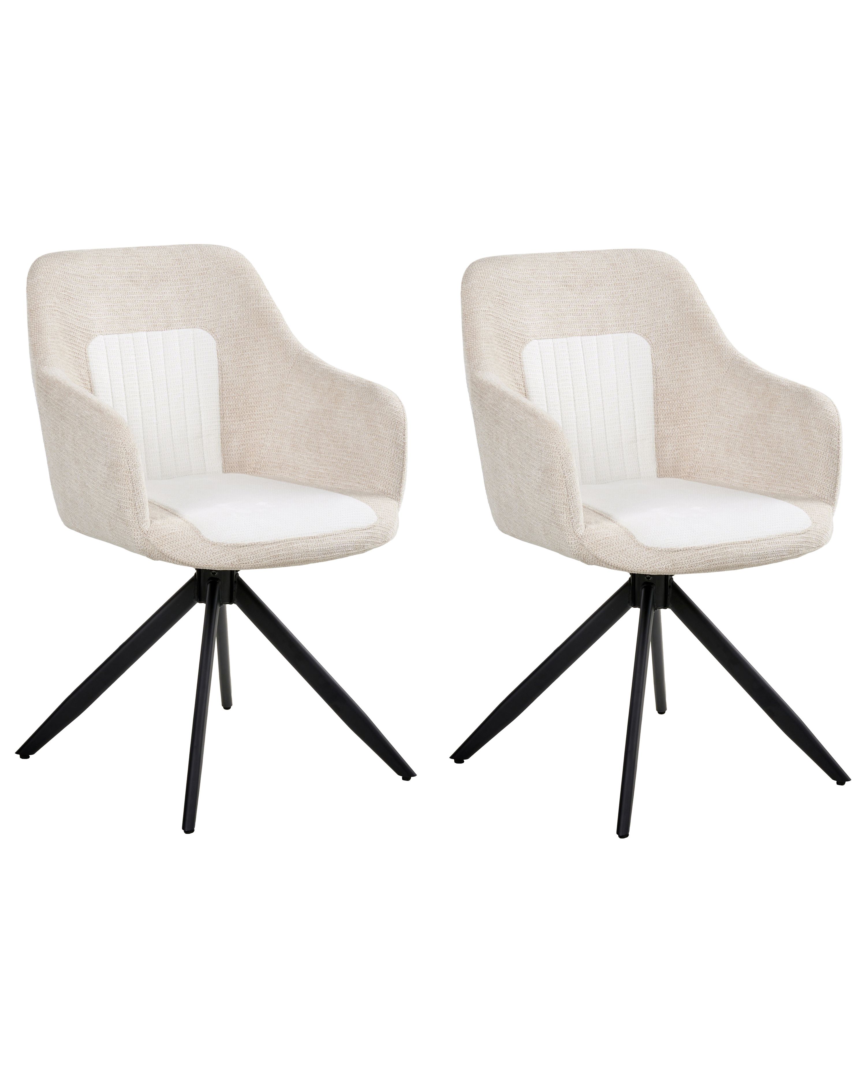 Set of 2 Dining Chairs Swivel LIKELY Fabric Light Beige