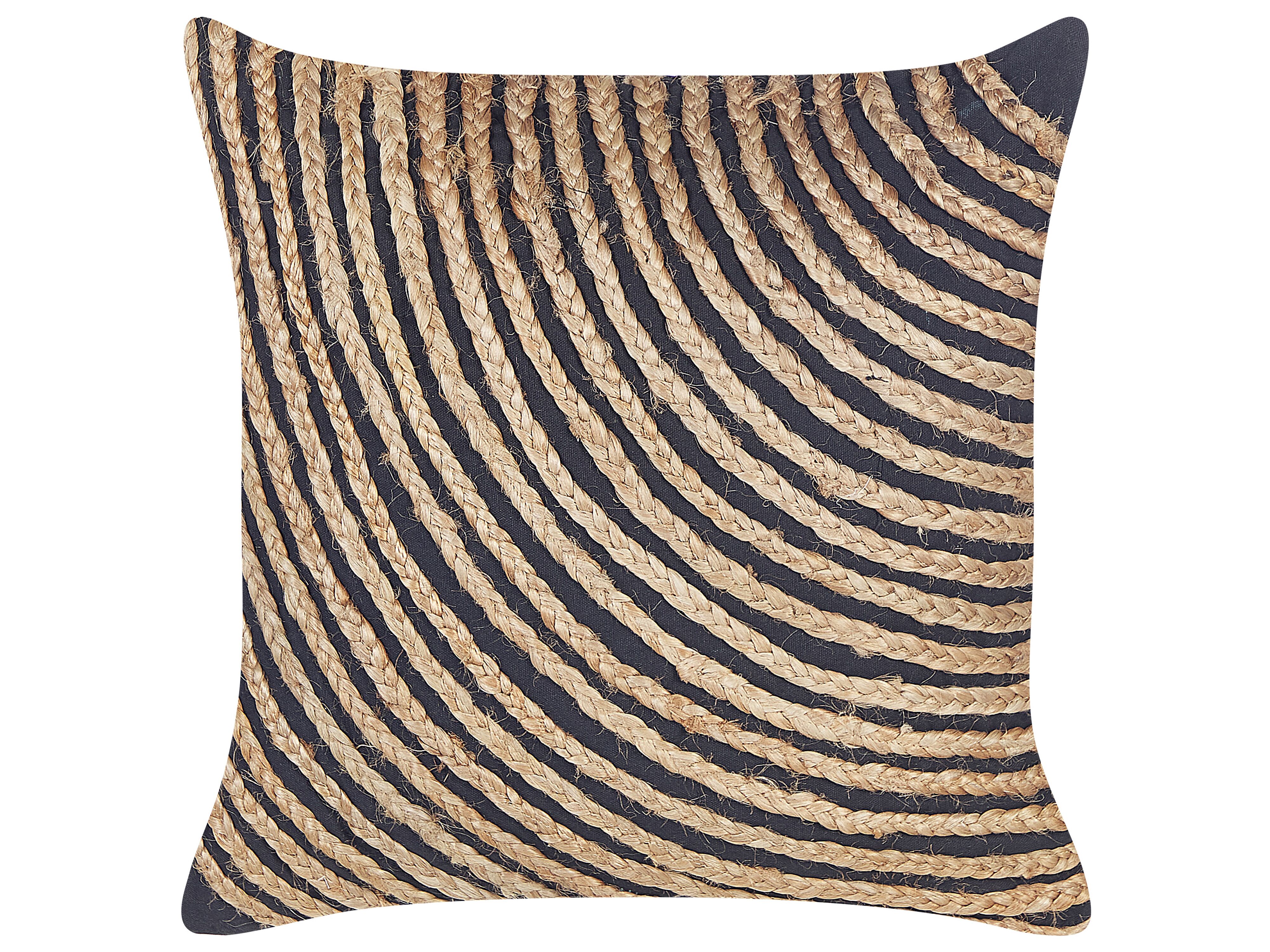 Throw Cushion BERGENIA Jute 45 x 45 cm Black Striped