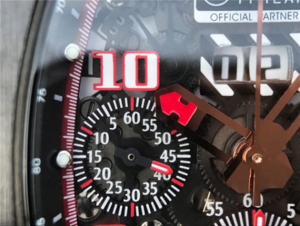 Replica Richard Mille RM011 Black Ceramic RG Chrono Skeleton Dial Black Rubber Strap A7750 - Top club