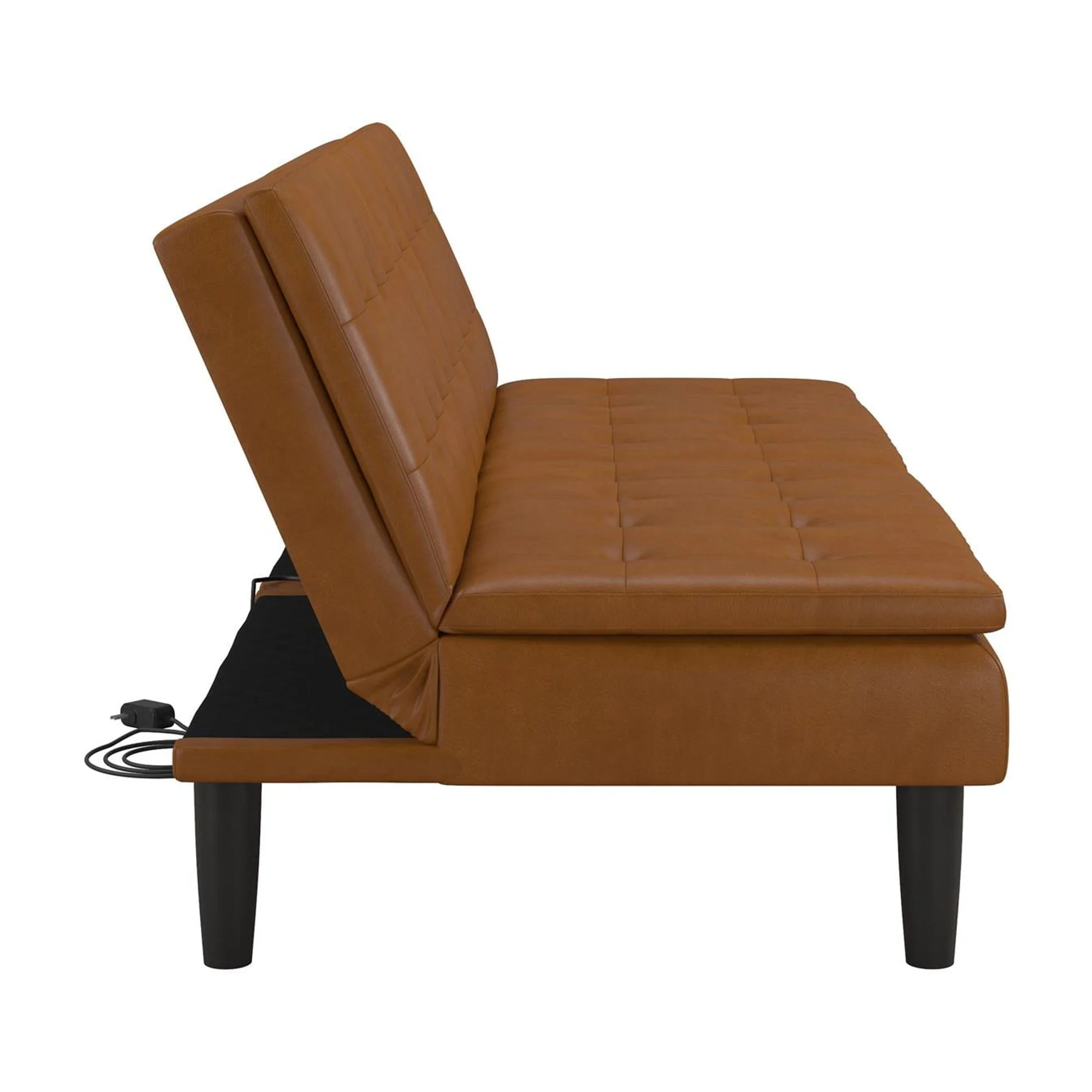 Mainstays Memory Foam 71.5" Futon with Cupholder and USB, Black Faux Leather - Image 44