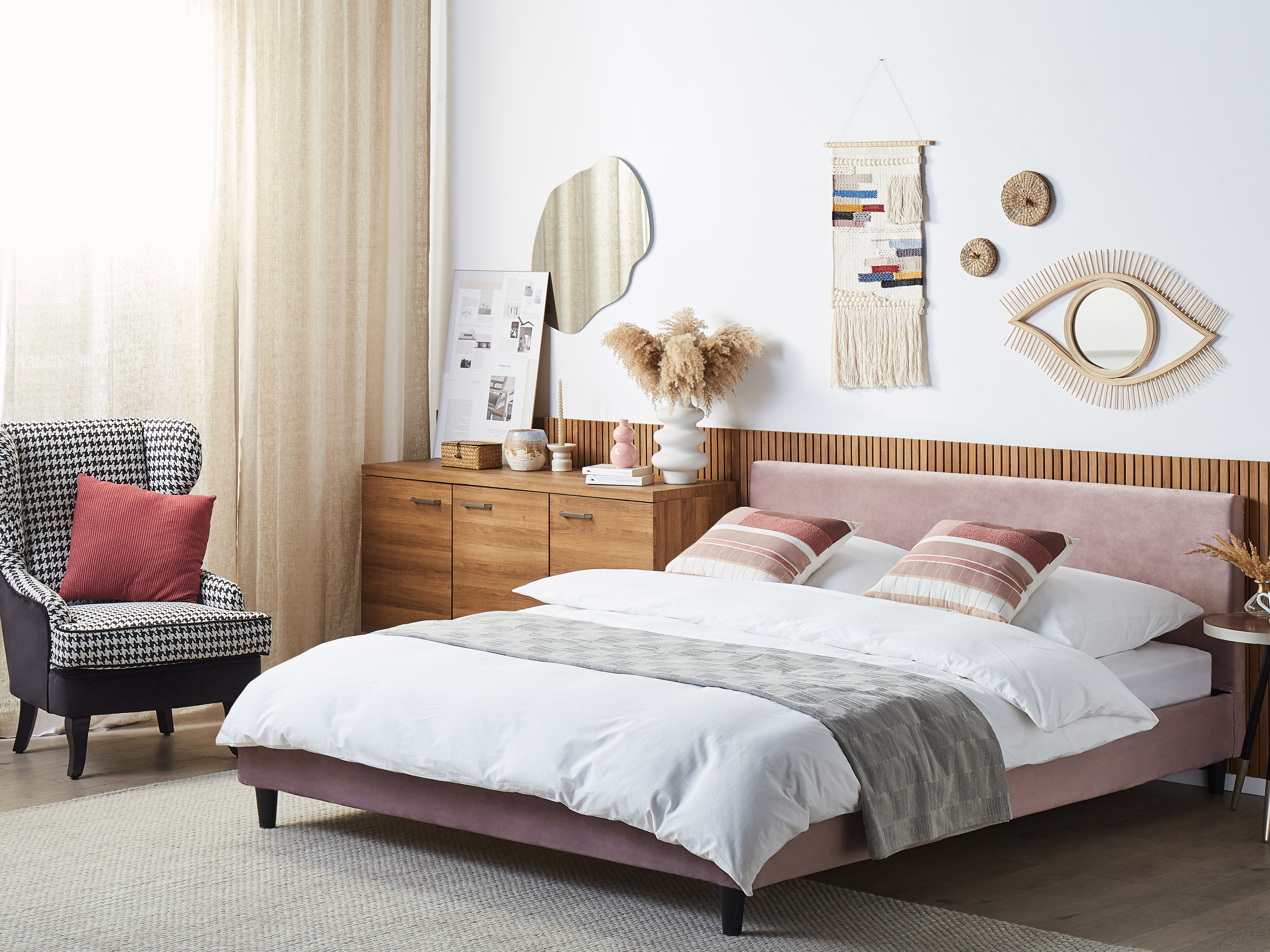 Bed Velvet FITOU 180 x 200 cm (EU Super King) Pink