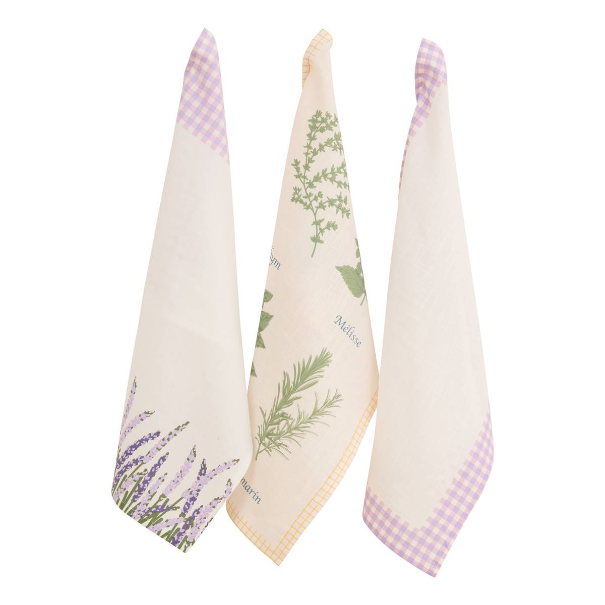 Set of 3 "Garrigue" tea towels White, 180 g/m&sup2;, 70x45 cm