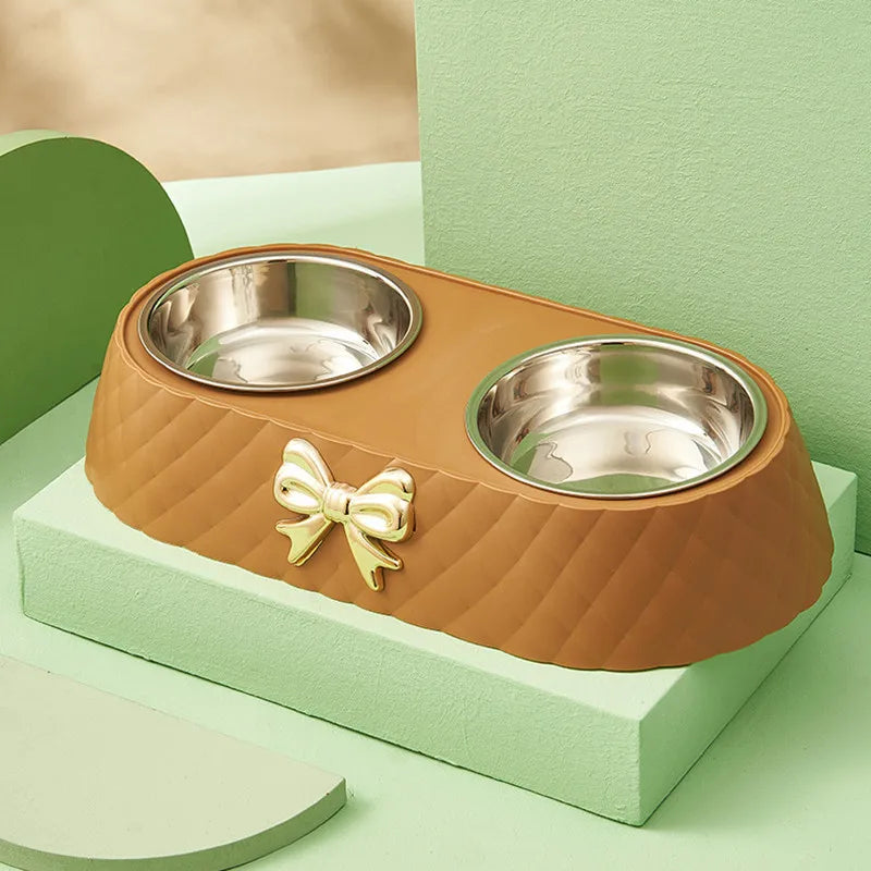 ChicPet | Elegante Roestvrijstalen Voer- en Waterbak Set