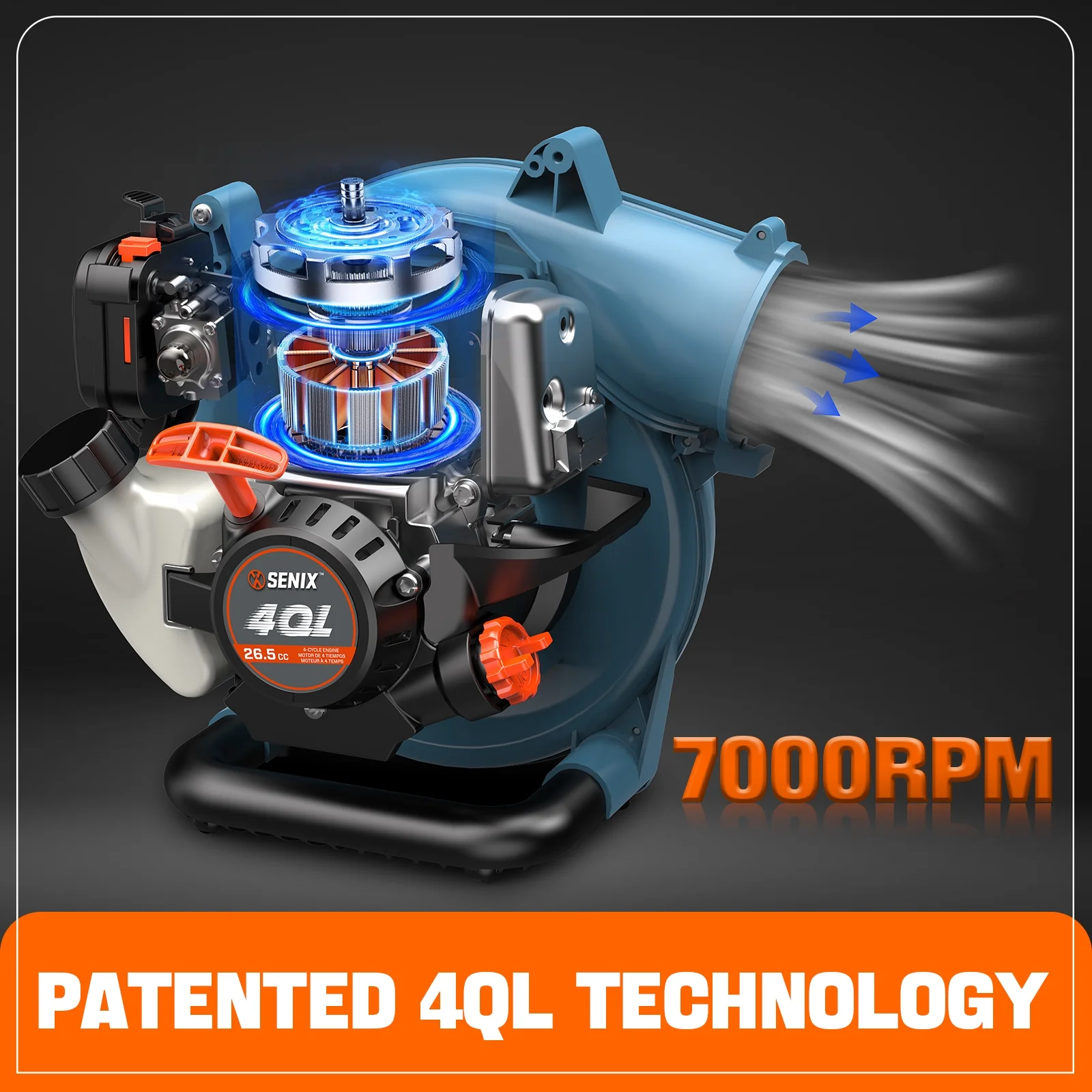 SENIX 4QL 26.5cc 4-Cycle Gas Powered Leaf Blower, 410 CFM/125 MPH, Dual-Grip Handle, Lightweight, BL4QL-L - Image 9