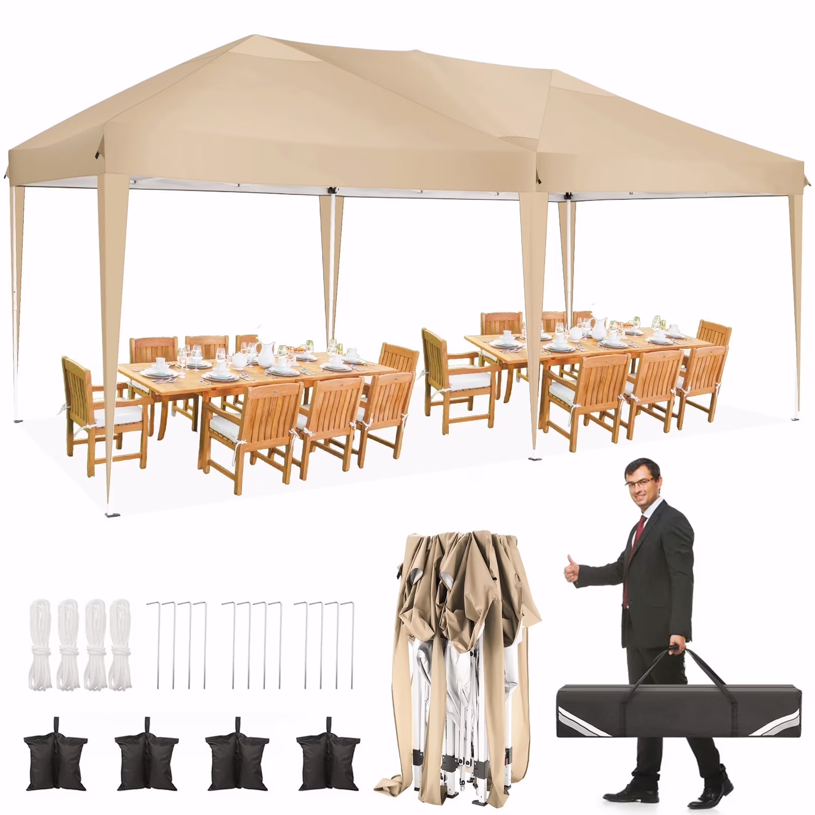 SANOPY 10'x10' EZ Pop Up Canopy Tent Outdoor Party Instant Shelter Portable Folding Beach Canopy with 4 Sandbag & Carrying Bag, Black - Image 5