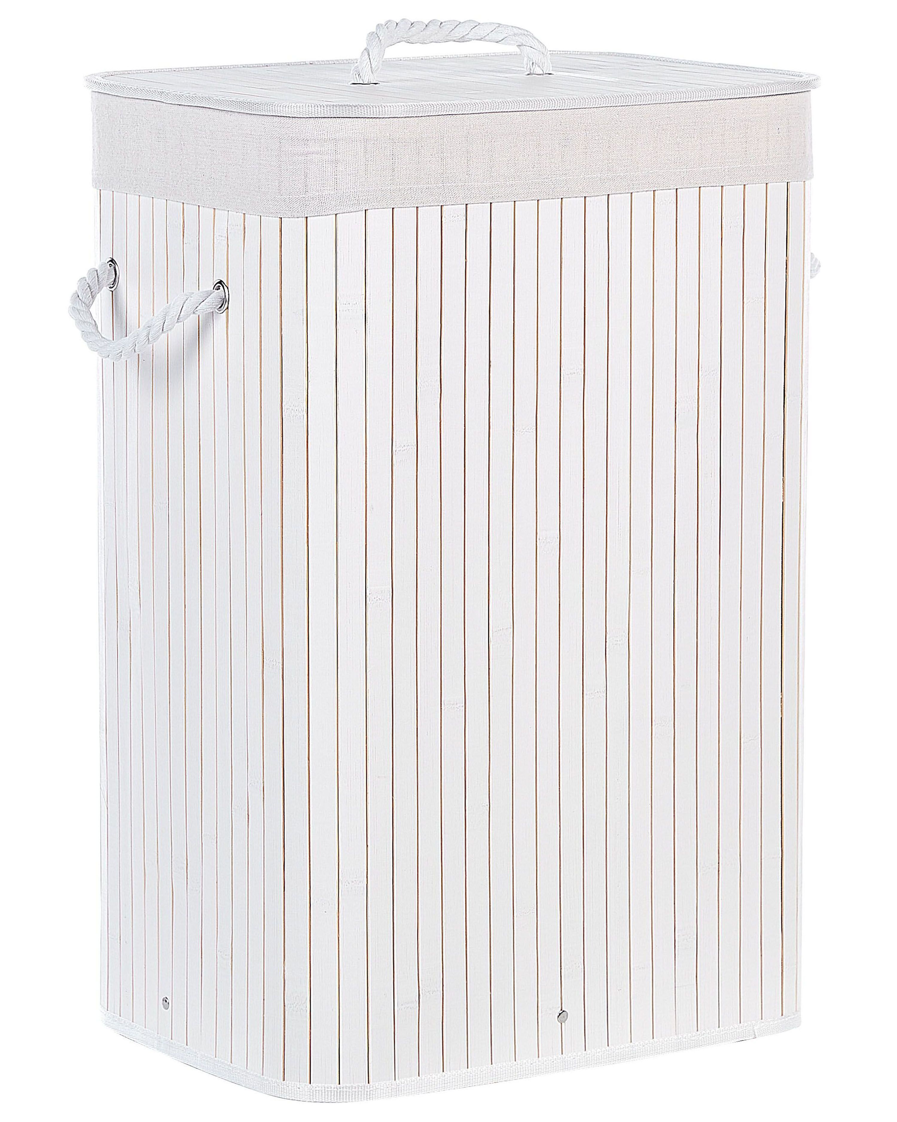Laundry Basket KOMARI Bamboo White 72 L