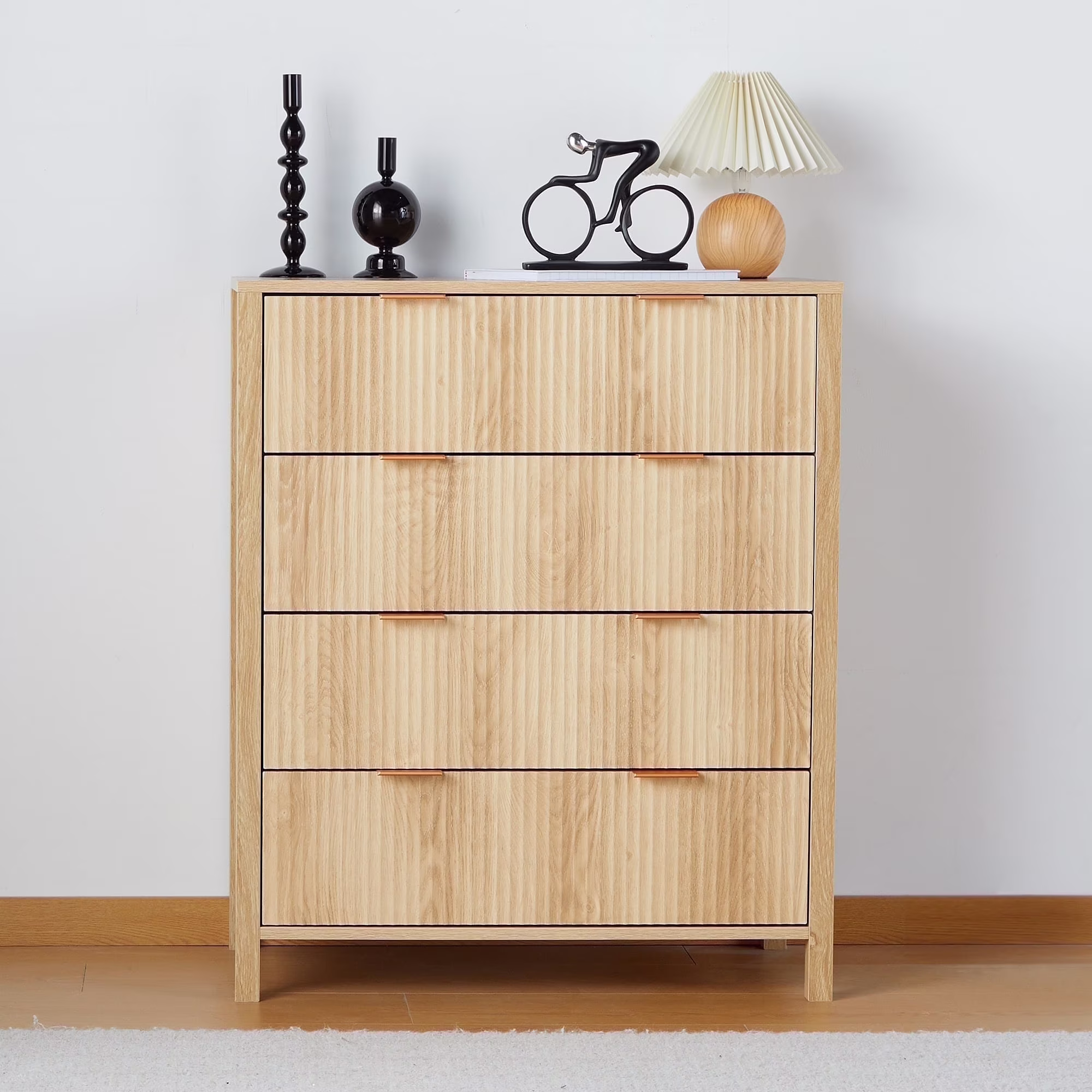 YOCWO Fluted Nightstand for Bedroom Set of 2 , Wood Bedside Table Set of 2 with Drawers, Black - Image 12