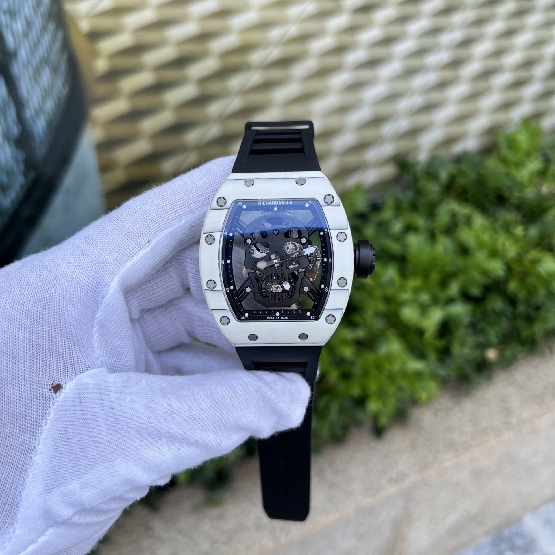 Richard Mille Replica 1:1 Watch RM052 Skull Tourbillon White Case 43mm - Top club