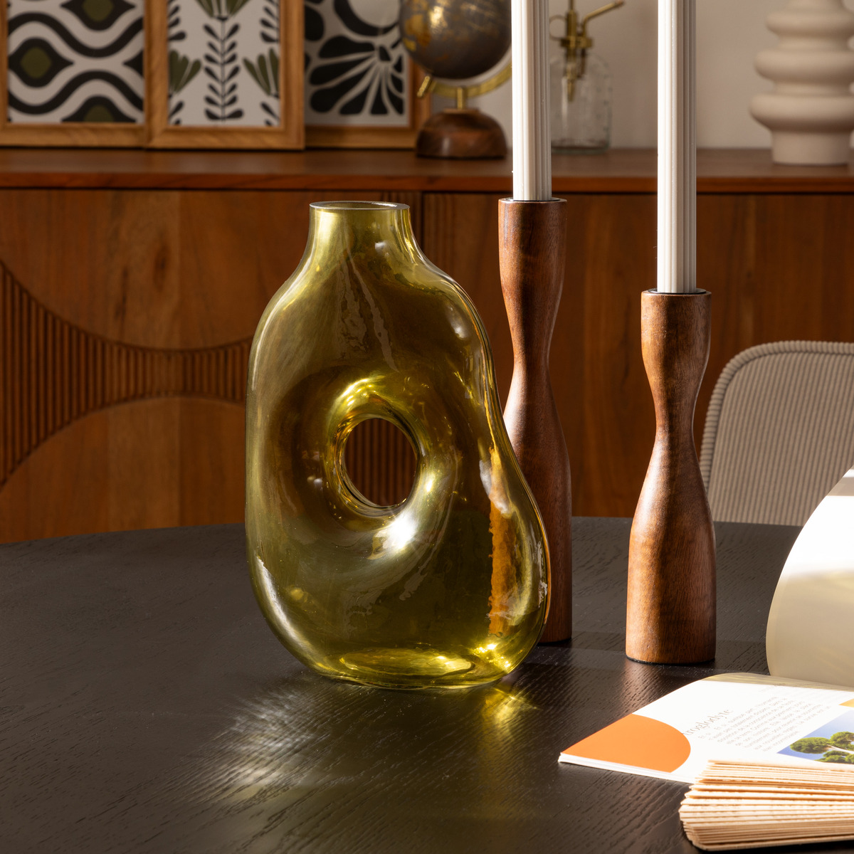 Donut vase "Kaki" Green, H. 25 cm