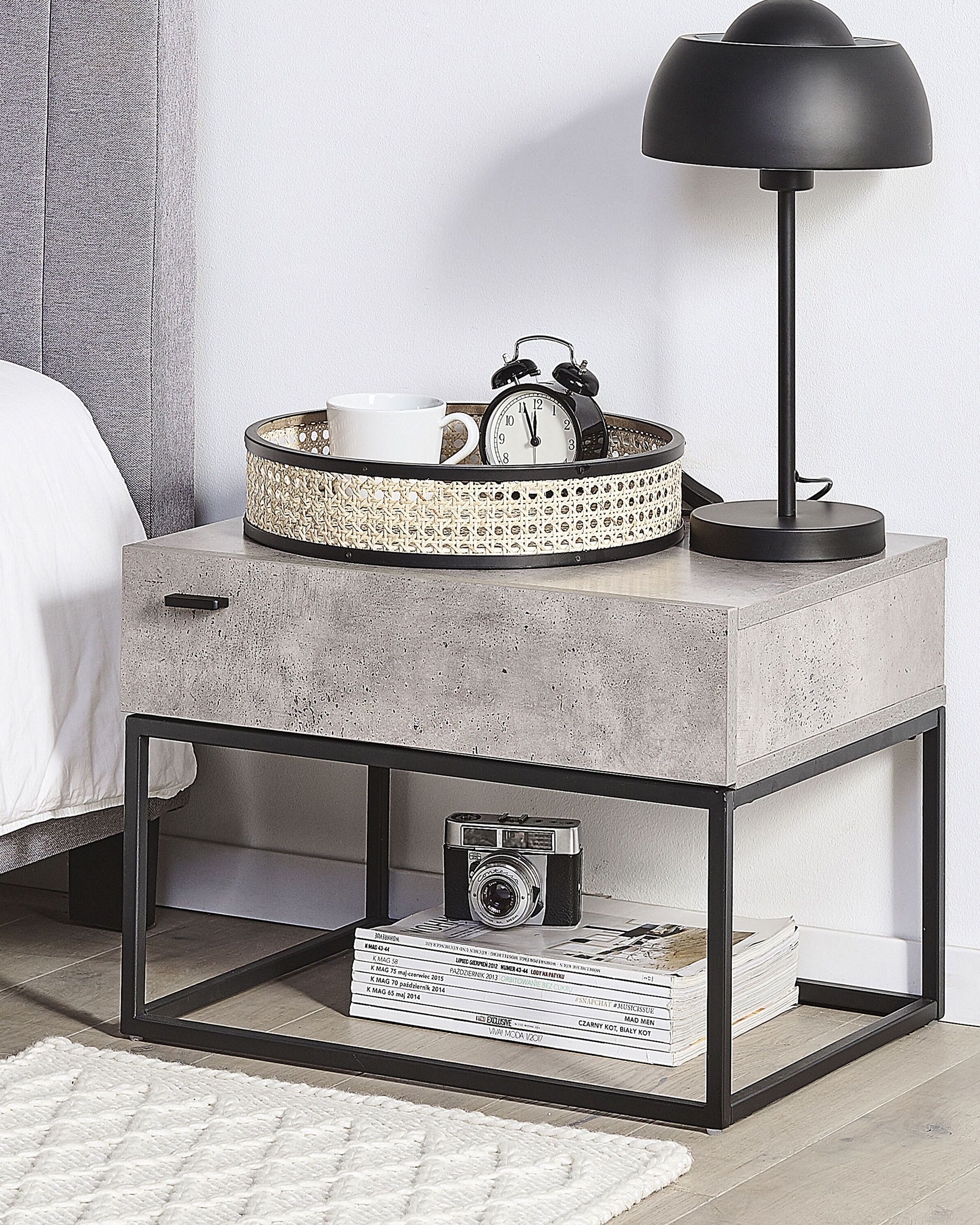 1 Drawer Bedside Table CAIRO Light Grey