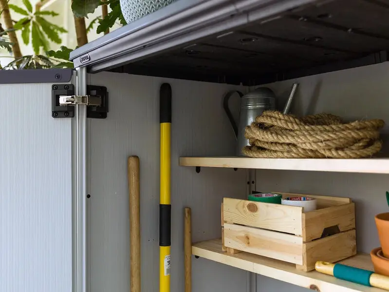 Keter Premier Vertical Outdoor Storage Shed With Floor, Lockable Double Doors, Grey - Image 5 Keter Premier Vertical Outdoor Storage Shed With Floor, Lockable Double Doors, Grey - Image 5