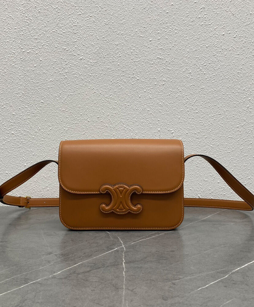 Celine Classique Cuir Triomphe Bag In Natural Calfskin Coffee