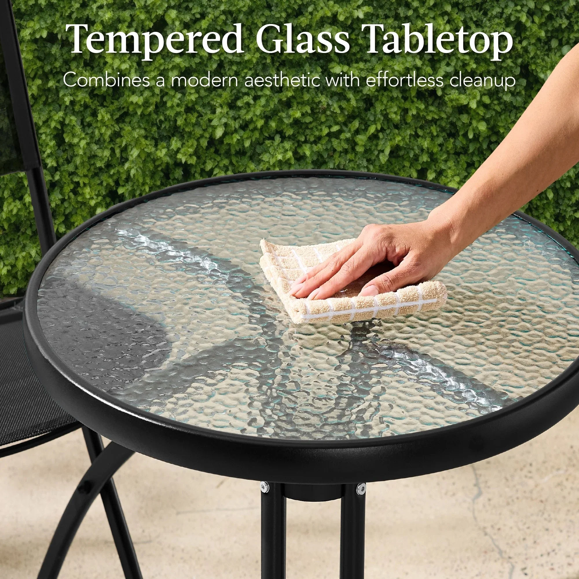 Best Choice Products 3-Piece Patio Bistro Dining Set With Glass Tabletop And Folding Chairs - Gray - Image 90 Best Choice Products 3-Piece Patio Bistro Dining Set With Glass Tabletop And Folding Chairs - Gray - Image 90
