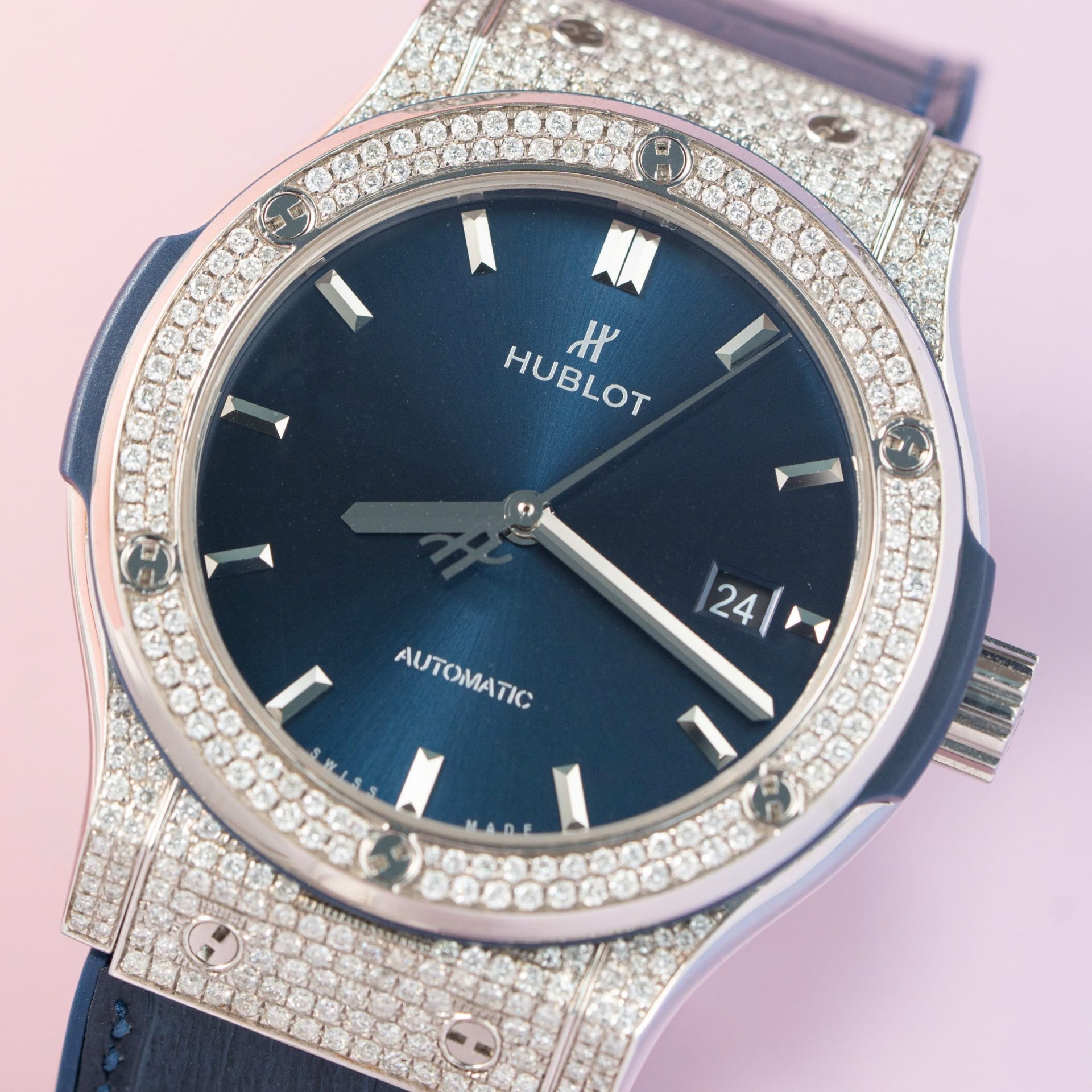 Hublot Replica 11 Watch Classic Fusion Full Natural Diamond Blue Dial 42mm - Top club