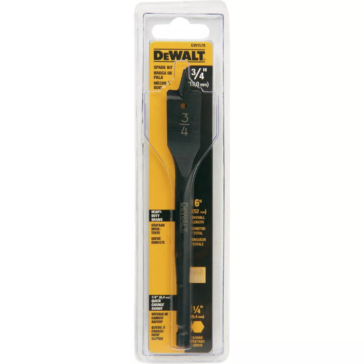 DeWalt 3/4 In. x 6 In. Wood Boring Carbon Steel Spade Bit