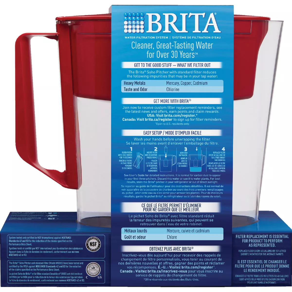 Brita 6-Cup Red Water Filter Pitcher