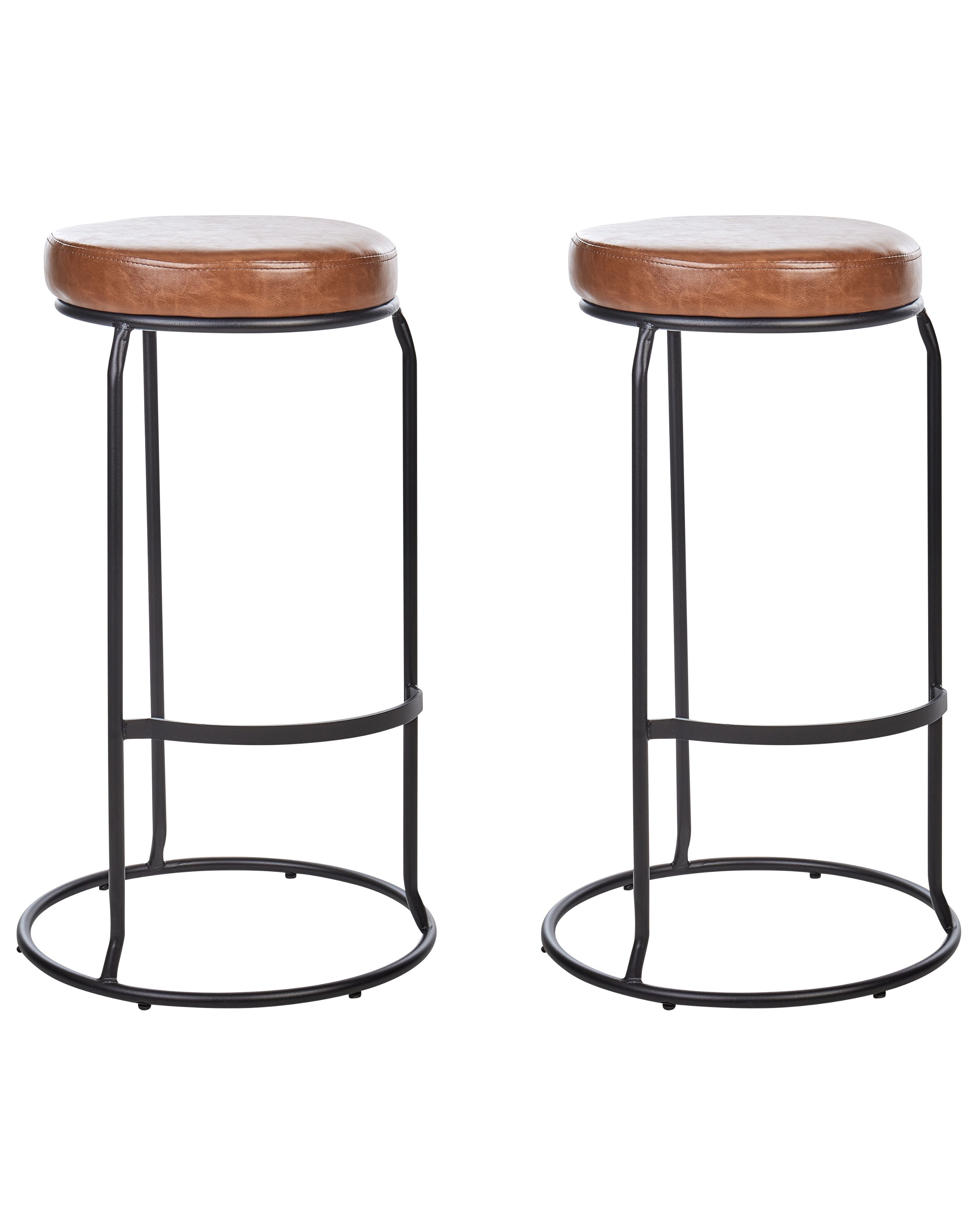 Set of 2 Bar Stools MILROY Faux Leather Brown