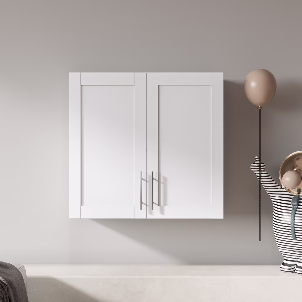 Stackable Wall Cabinet,Solid Wood Storage Cabinet with Adjustable Shelves and Doors,Console Table Side Table for Hallway,Sideboard Buffet Cupboard for Kitchen, 15.75" D x 15.75" W x 70.87" H, White - Image 5