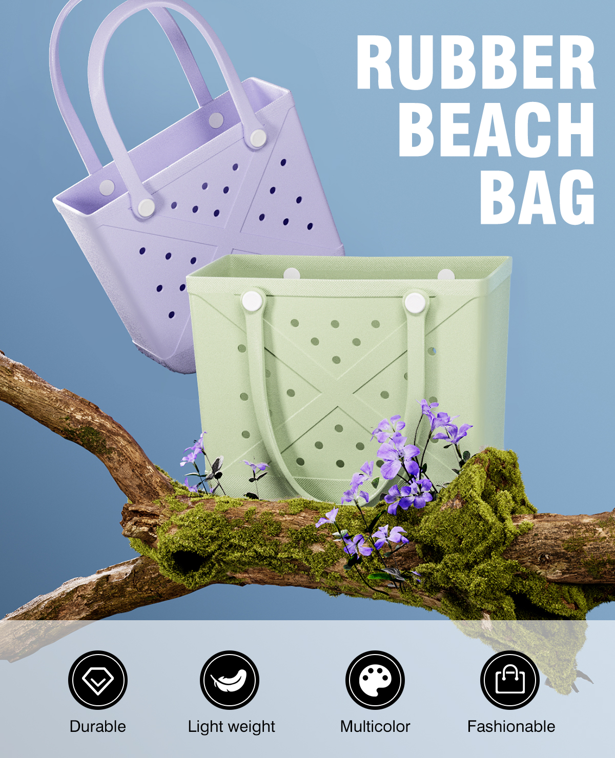 New Design Durable EVA Pool Tote Bag with Handles Reusable Waterproof Beach Basket for Swimming Essentials
