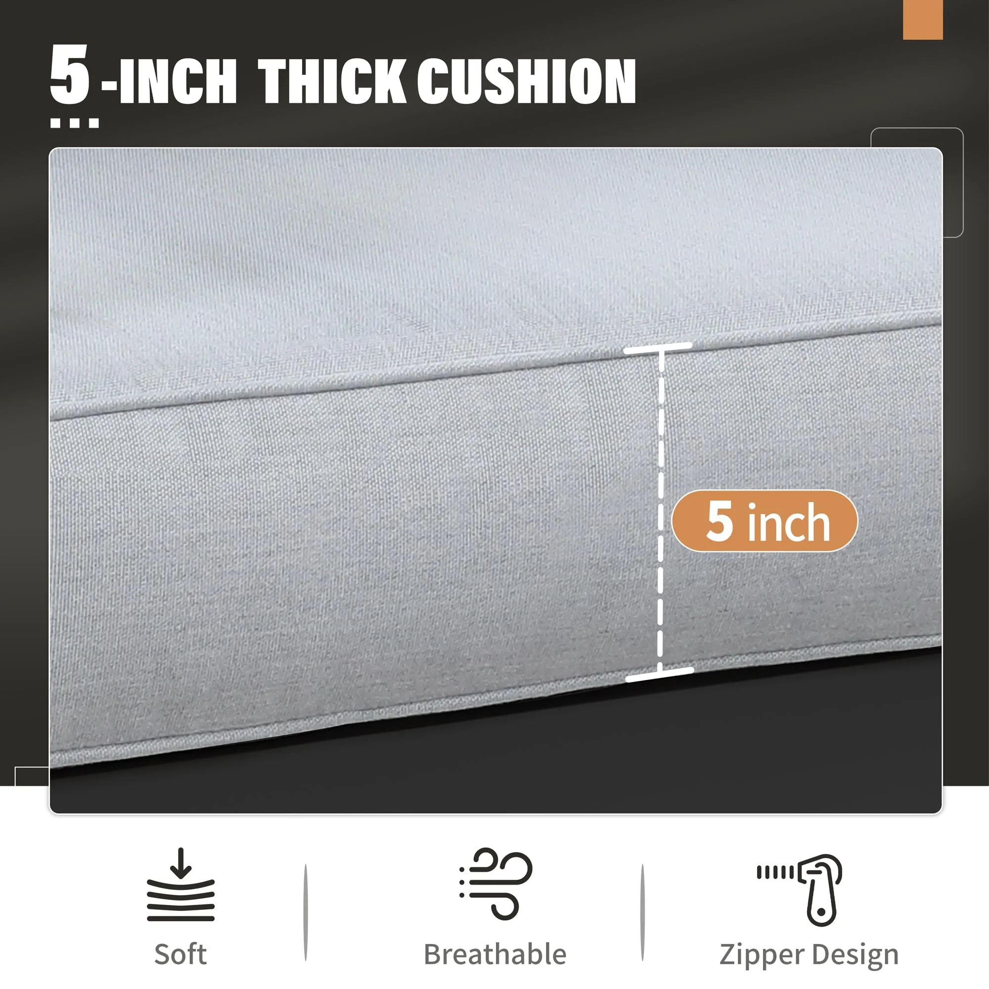 CozyHom 5 Pcs Outdoor Patio Aluminum Furniture Sofa Sets, Outside Patio Conversation Couch Sets With Table&Cushions for Garden Porch, Gray - Image 10