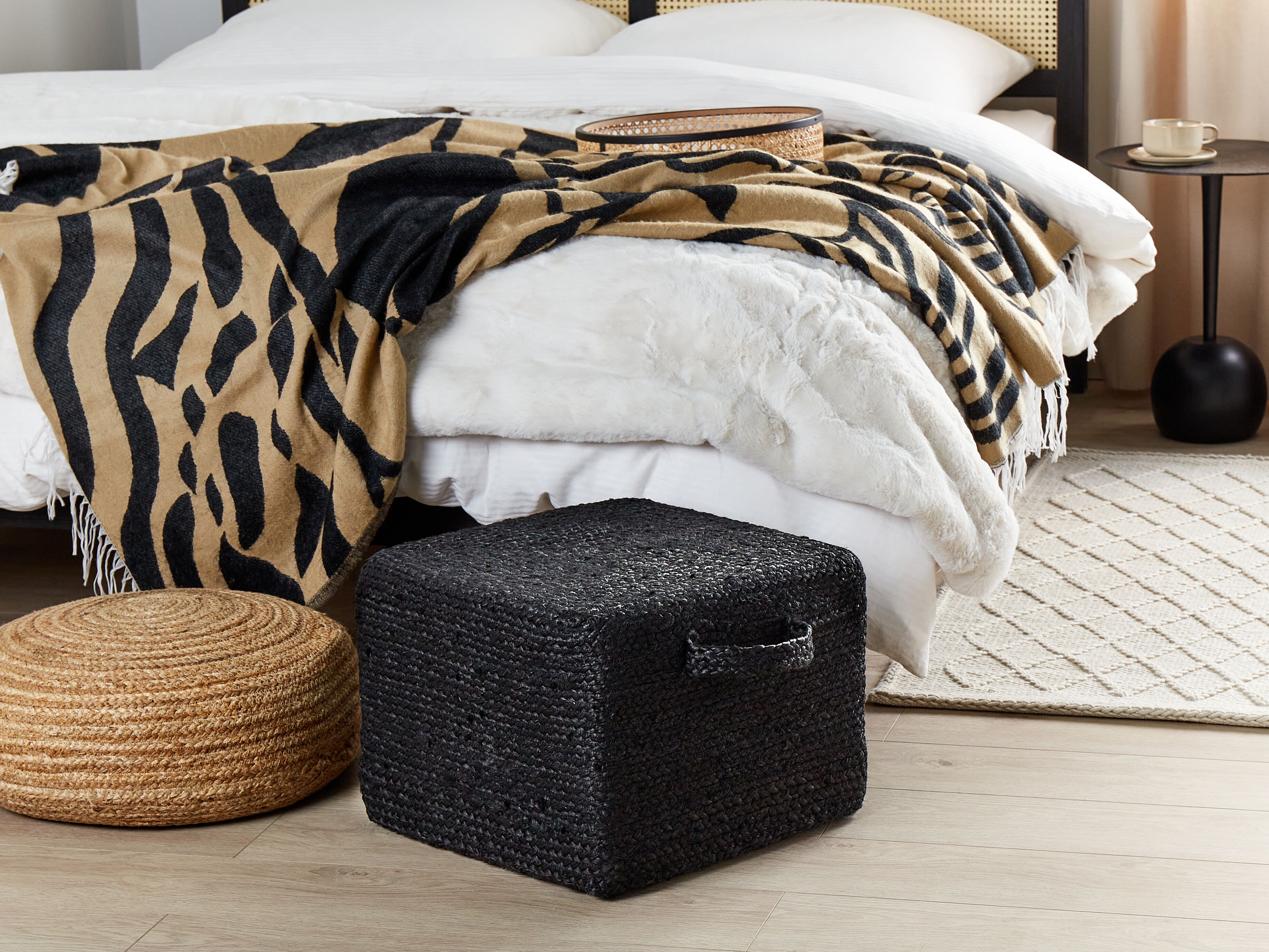 Pouffe DHADAR Jute Black