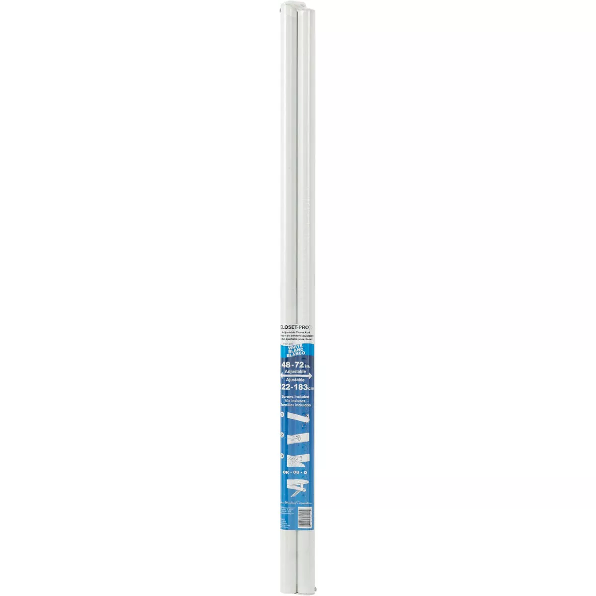 John Sterling Closet-Pro 48 In. to 72 In. x 1-1/4 In. Extra Heavy-Duty Adjustable Closet Rod, White
