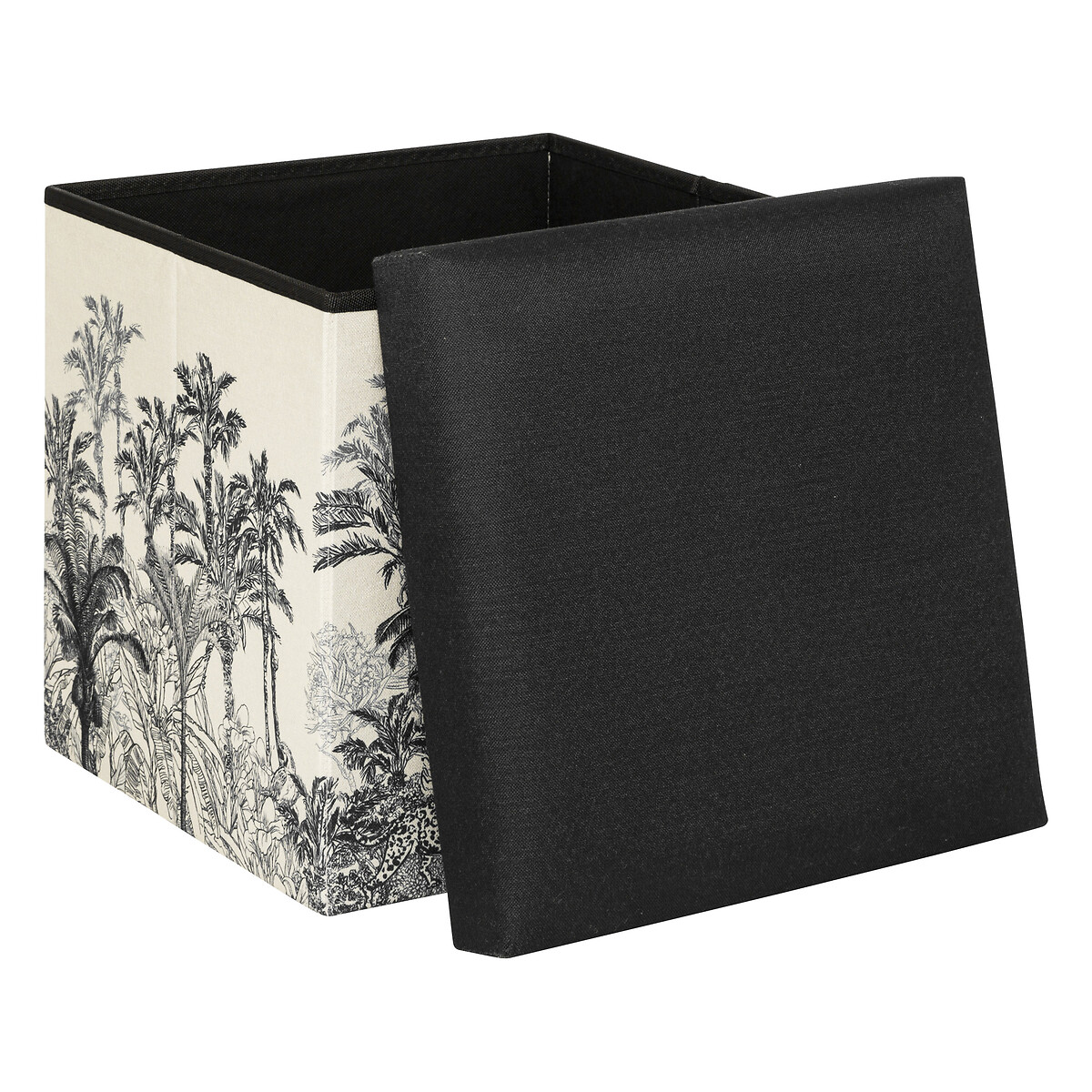 Folding pouf "Benicio" Black and white, 38x38 cm